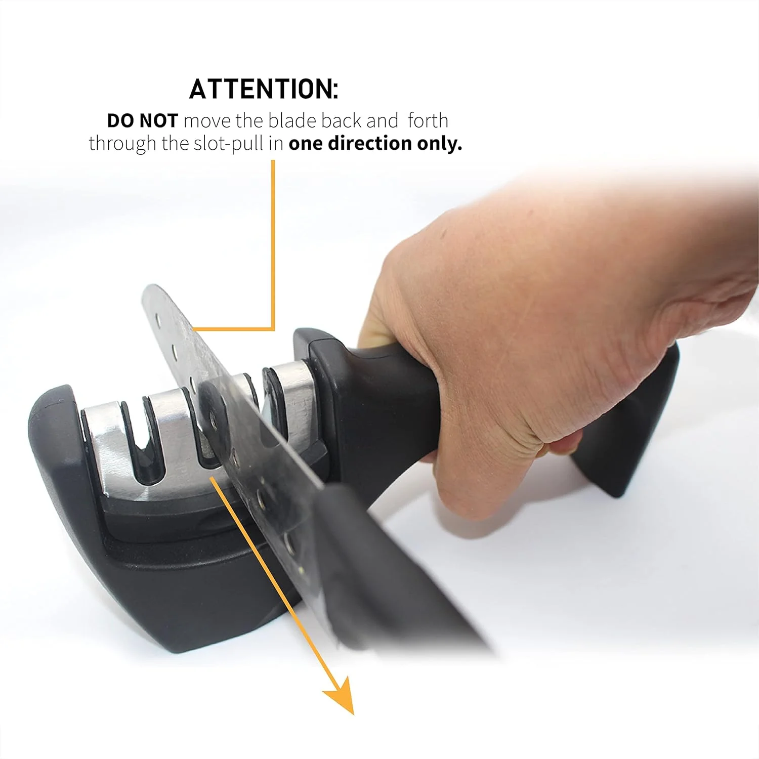 چاقو تیز کن TERRIFI، چاقو تیز کن قیچی آشپزخانه 3 مرحله ای، ابزار تیز کردن قیچی چاقوی فولادی دستی 3 در 1 برای تیز کردن و پولیش سریع، تعمیر تیغه ها