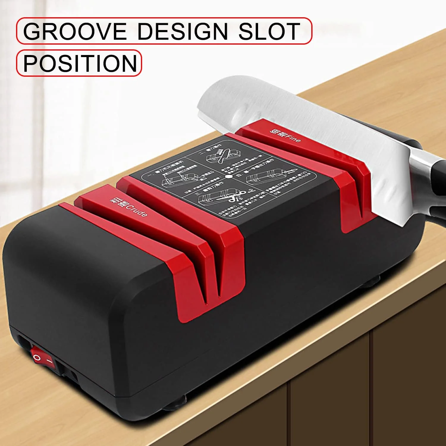 چاقو تیز کن برقی حرفه ای Sunydog چند منظوره اتوماتیک با شکاف های زاویه 15 درجه برای چاقوهای صاف دندانه دار، قیچی، و کاتر آشپزخانه