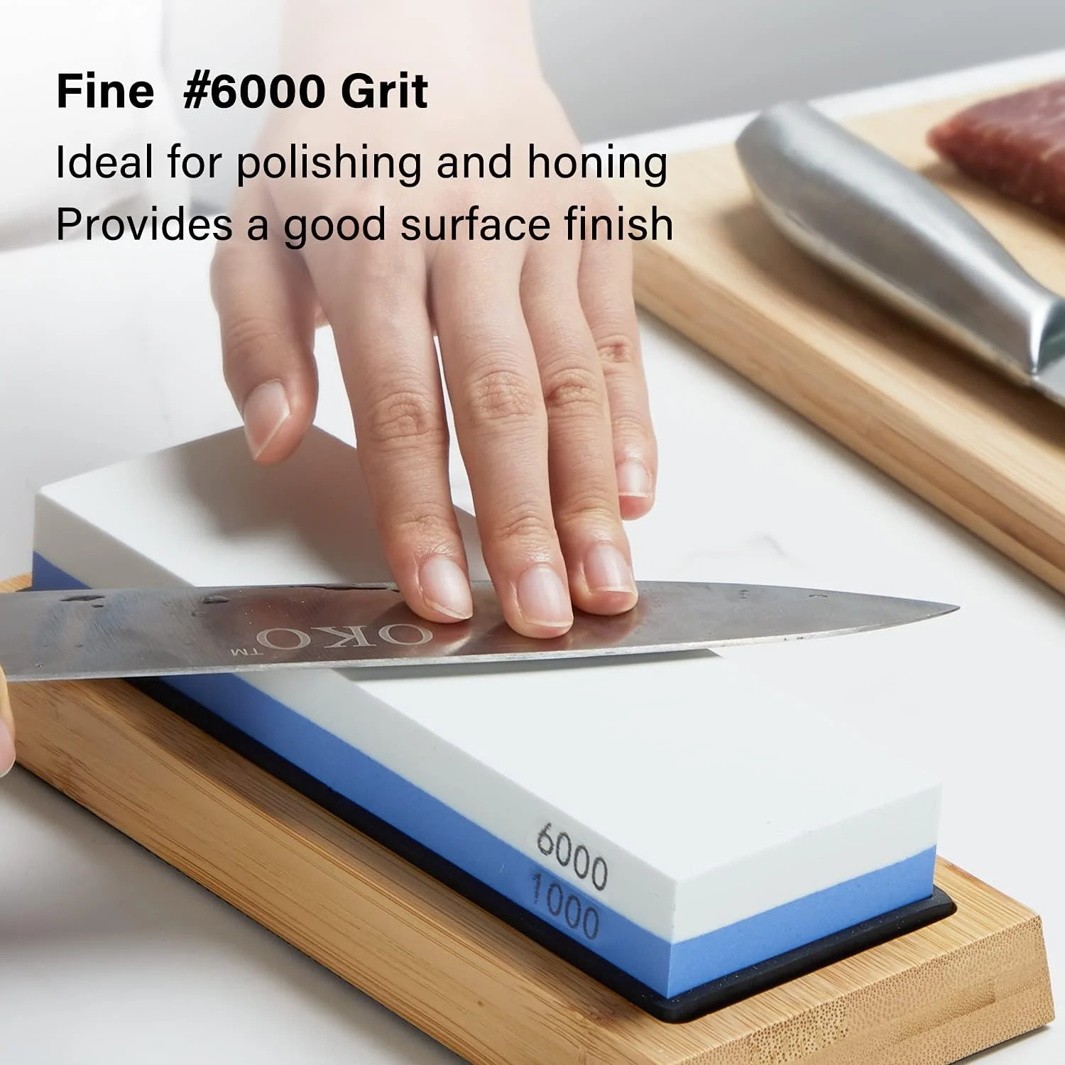 سنگ چاقو تیز کن کروندوم 2 در 1، سنگ تیز کننده چاقو با دو درجه زبری 1000/6000 به همراه پایه سیلیکونی ضد لغزش و راهنمای زاویه، سنگ اصلاح ایده آل برای سرآشپزها و علاقه مندان به آشپزی