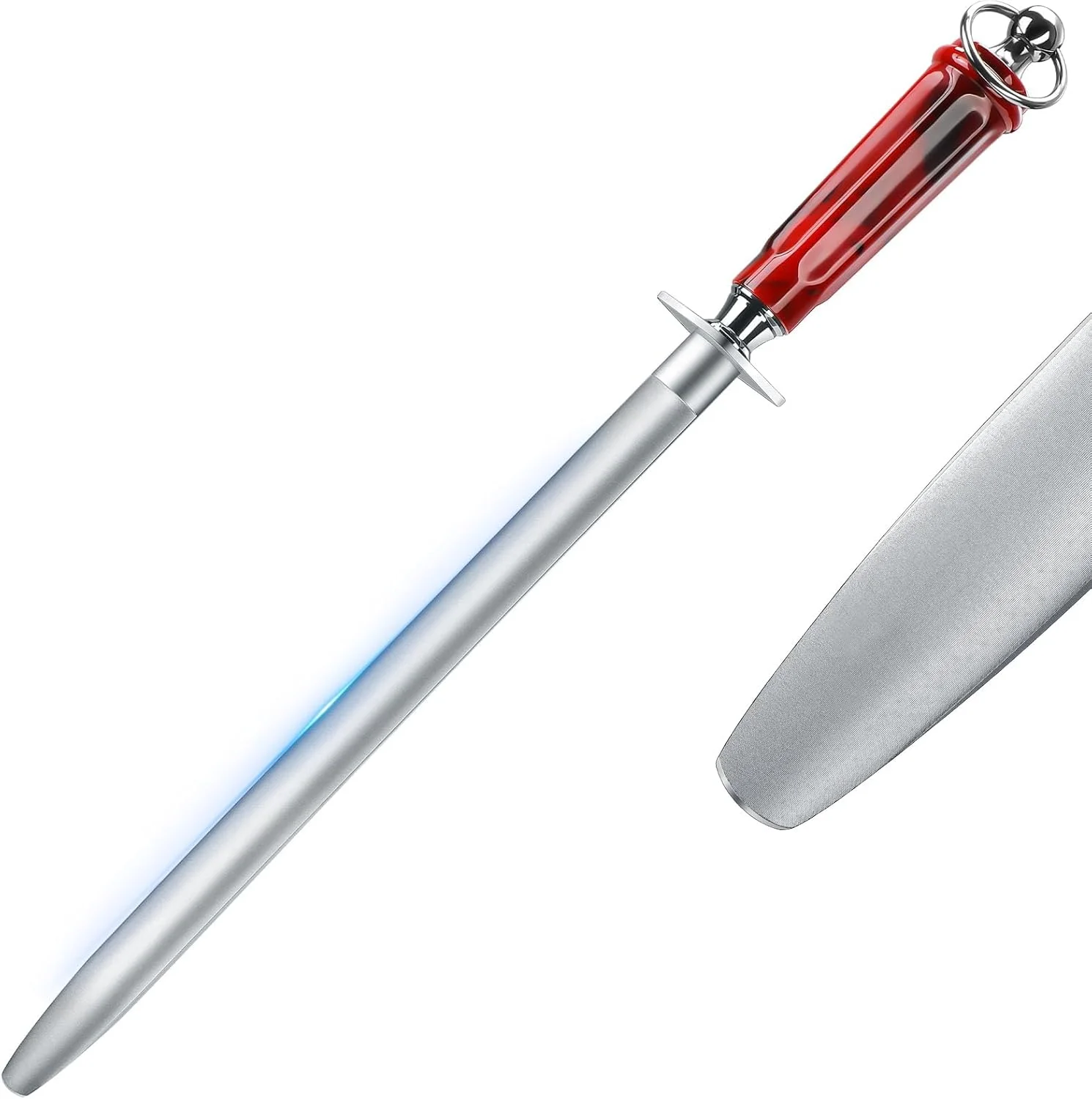 میله چاقو تیز کن، چاقو تیز کن آشپزخانه با نوک مغناطیسی، میله فولادی صیقل دهنده 10 اینچی مغناطیسی با سختی بالا، میله فولادی تیز کننده چاقو از جنس فولاد کربنی بالا (تخت) میله چاقو تیز کن، چاقو تیز کن آشپزخانه با نوک مغناطیسی، میله فولادی صیقل دهنده 10 اینچی مغناطیسی با سختی بالا، میله فولادی تیز کننده چاقو از جنس فولاد کربنی بالا (تخت)