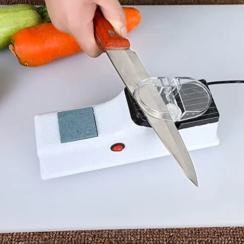 چاقو تیزکن برقی USB، چاقو تیزکن چرخشی حرفه ای آشپزخانه، دستگاه تیزکن اتوماتیک آسان و سریع چاقو و قیچی (رنگ: قرمز USB)
