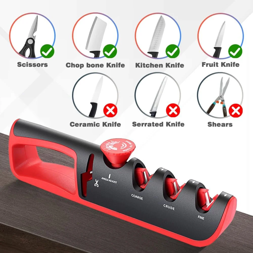 تیزکن چاقو با 6 زاویه قابل تنظیم، ابزار تیز کردن چاقو و قیچی آشپزخانه، تیزکن دستی تیغه چاقوی آشپزخانه حرفه ای و دقیق برای سرآشپز تیزکن چاقو با 6 زاویه قابل تنظیم، ابزار تیز کردن چاقو و قیچی آشپزخانه، تیزکن دستی تیغه چاقوی آشپزخانه حرفه ای و دقیق برای سرآشپز