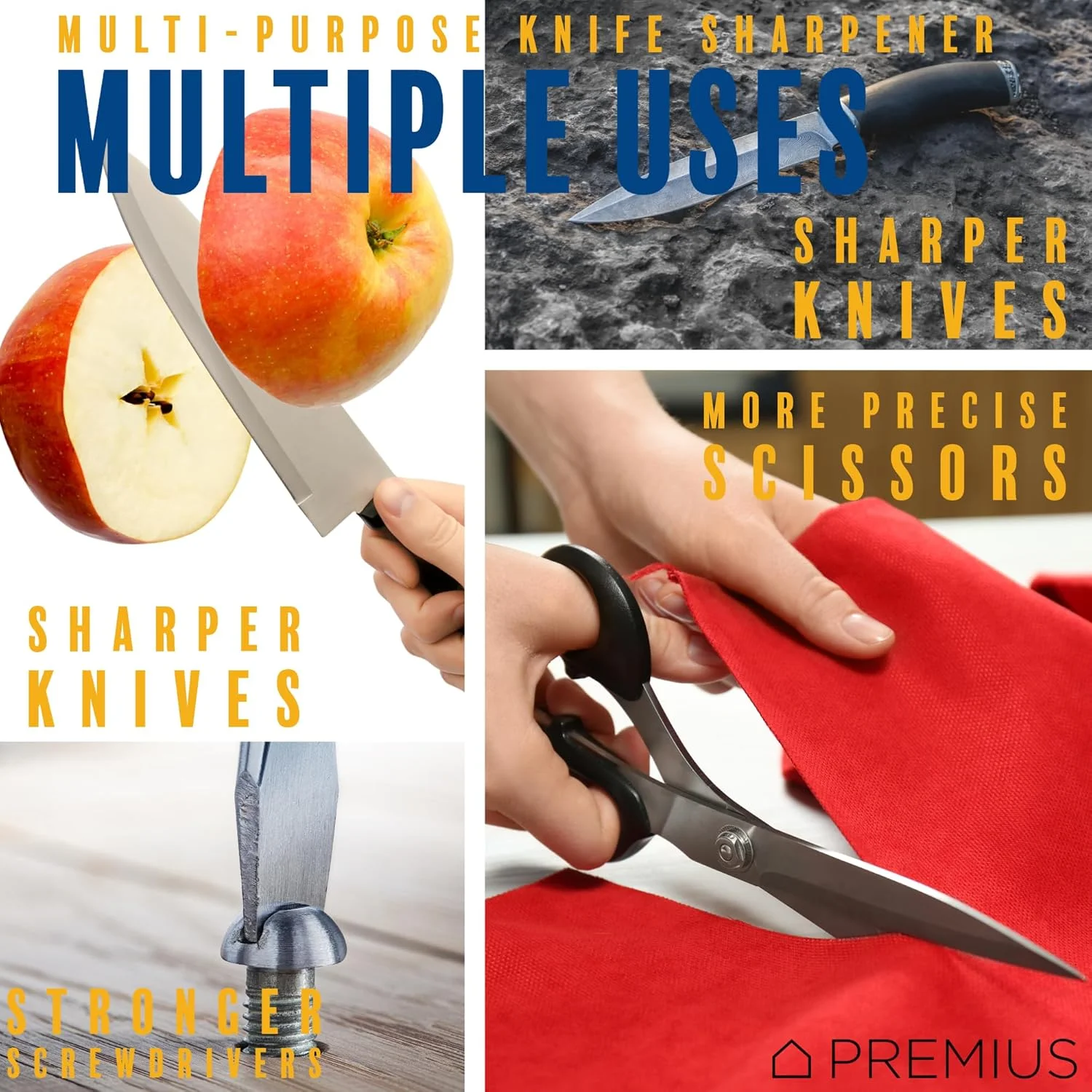 دستگاه تیزکن برقی چاقو 3 در 1 ChefPRO، عالی برای چاقوهای آشپزخانه و ورزشی، قیچی، پیچ گوشتی، دستگاه سیستم تیز کردن 2 مرحله ای، طراحی جمع و جور، سریع و آسان، سیم جمع شونده، مشکی