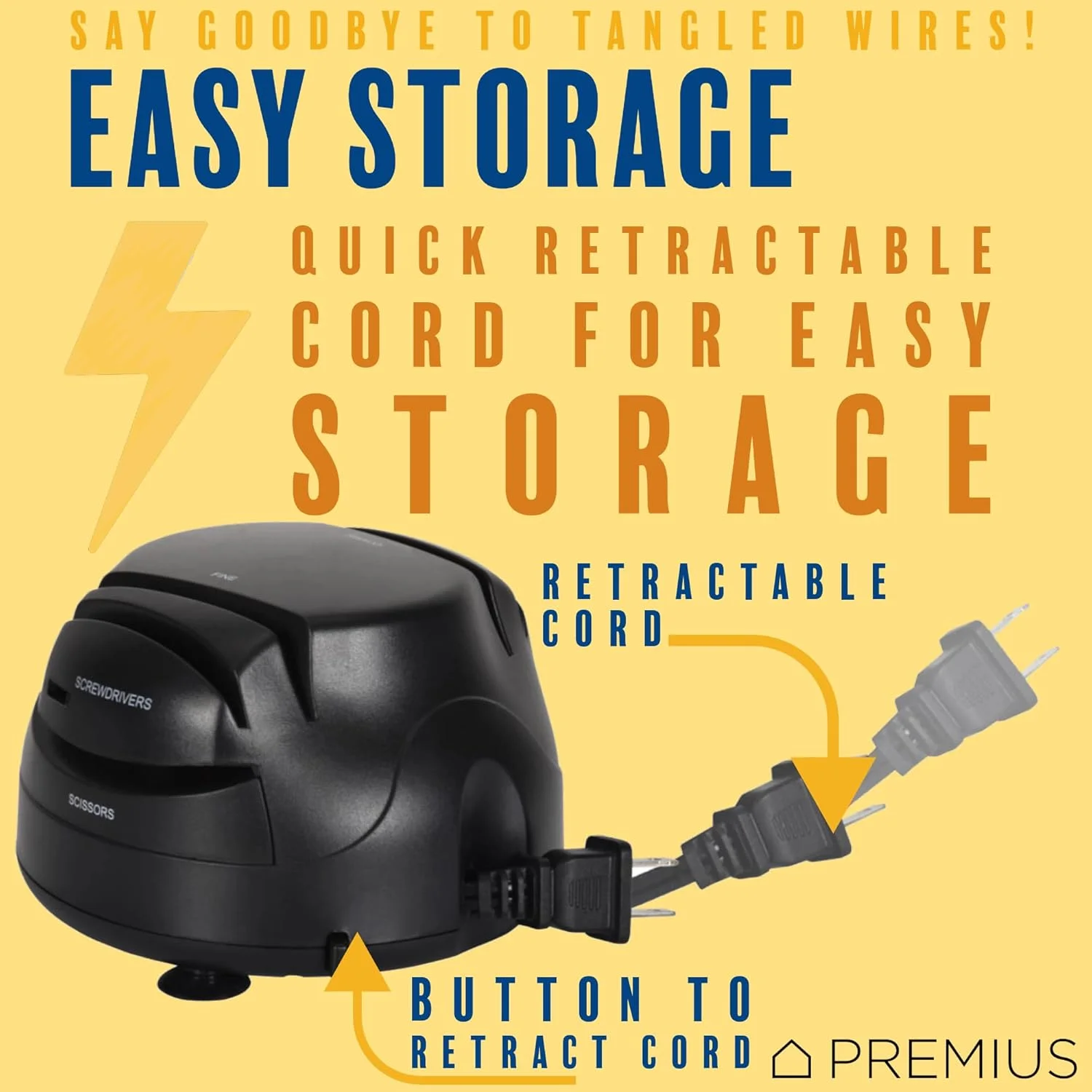 دستگاه تیزکن برقی چاقو 3 در 1 ChefPRO، عالی برای چاقوهای آشپزخانه و ورزشی، قیچی، پیچ گوشتی، دستگاه سیستم تیز کردن 2 مرحله ای، طراحی جمع و جور، سریع و آسان، سیم جمع شونده، مشکی