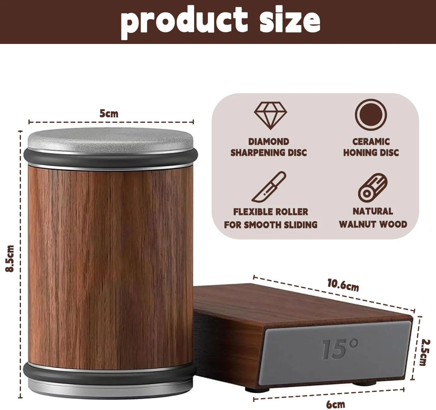 ست ابزار تیز کننده چاقو رولی ROUNY، تیز کننده چاقو آشپزخانه الماس صنعتی با دو زاویه ثابت 15 و 20 درجه برای فولاد با هر سختی، تیز کننده چاقو برای چاقوهای آشپزخانه سرآشپز