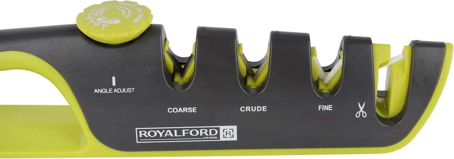 چاقو تیزکن زاویه دار رویال فورد مدل RF12352 با پایه تخت ضد لغزش و دسته ارگونومیک برای ترمیم و صیقل دادن چاقوهای کند و آسیب دیده