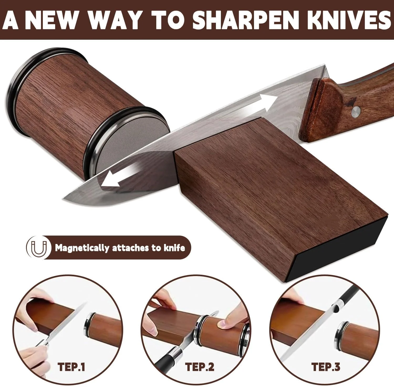 ست ابزار تیز کننده چاقو رولی ROUNY، تیز کننده چاقو آشپزخانه الماس صنعتی با دو زاویه ثابت 15 و 20 درجه برای فولاد با هر سختی، تیز کننده چاقو برای چاقوهای آشپزخانه سرآشپز