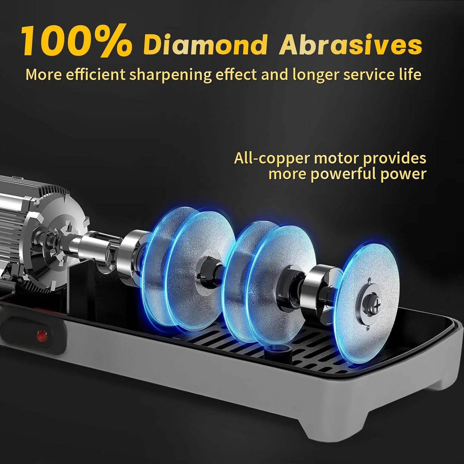 چاقو تیز کن برقی حرفه ای 3 مرحله ای DSkiley برای چاقوهای آشپزخانه، با سنگ الماس 100% و راهنمای زاویه دقیق 20 درجه، تیز کردن سریع، تعمیر/بازسازی/صیقل دادن تیغه ها (مشکی)