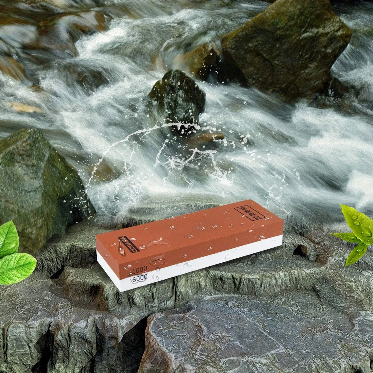 سنگ چاقو تیز کن حرفه ای 1000/6000، مجموعه سنگ تیز کننده چاقو، [دارای نگهدارنده لاستیکی ضد لغزش]، کیت سنگ دو طرفه، سنگ آب برای چاقوهای آشپزخانه، قیچی، تیغ. (1000/6000)