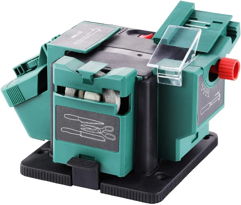 تیزکن چند منظوره رومیزی POSENPRO، دستگاه تیزکن برقی چندکاره برای چاقو/مغار/تیغه رنده/مته HSS مناسب برای چاقوهای آشپزخانه و ابزارهای برقی