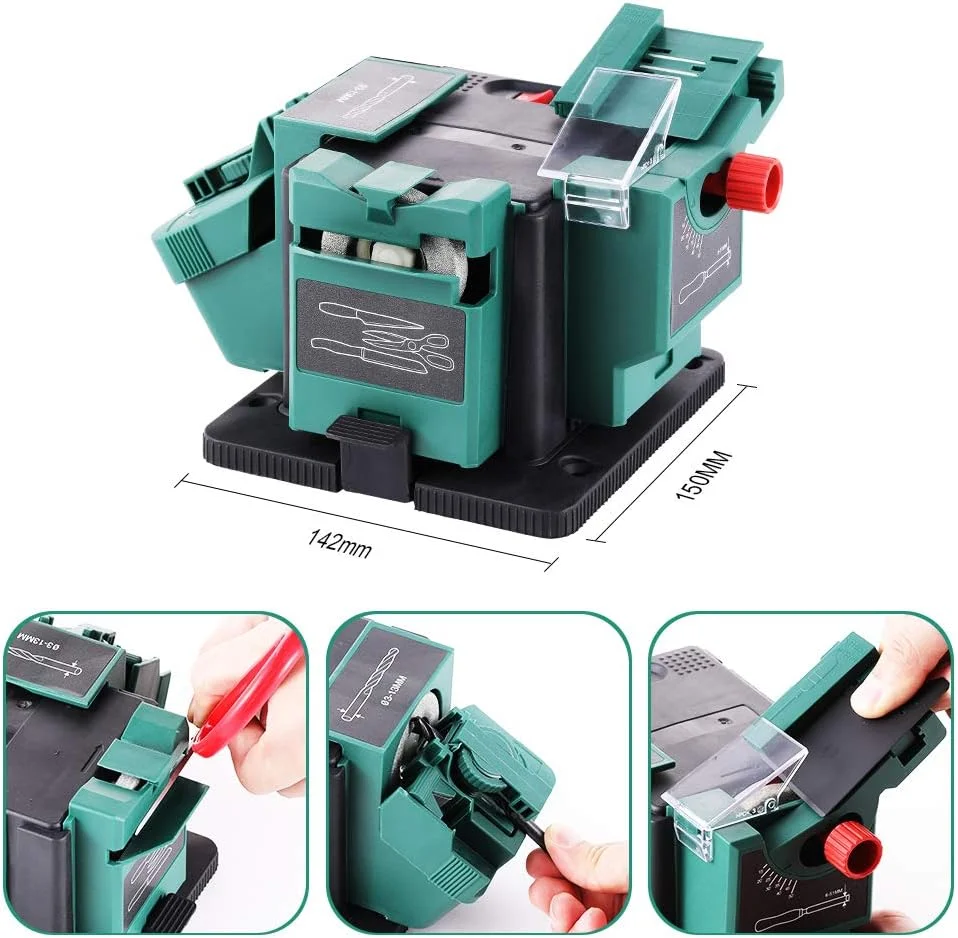 تیزکن چند منظوره رومیزی POSENPRO، دستگاه تیزکن برقی چندکاره برای چاقو/مغار/تیغه رنده/مته HSS مناسب برای چاقوهای آشپزخانه و ابزارهای برقی تیزکن چند منظوره رومیزی POSENPRO، دستگاه تیزکن برقی چندکاره برای چاقو/مغار/تیغه رنده/مته HSS مناسب برای چاقوهای آشپزخانه و ابزارهای برقی