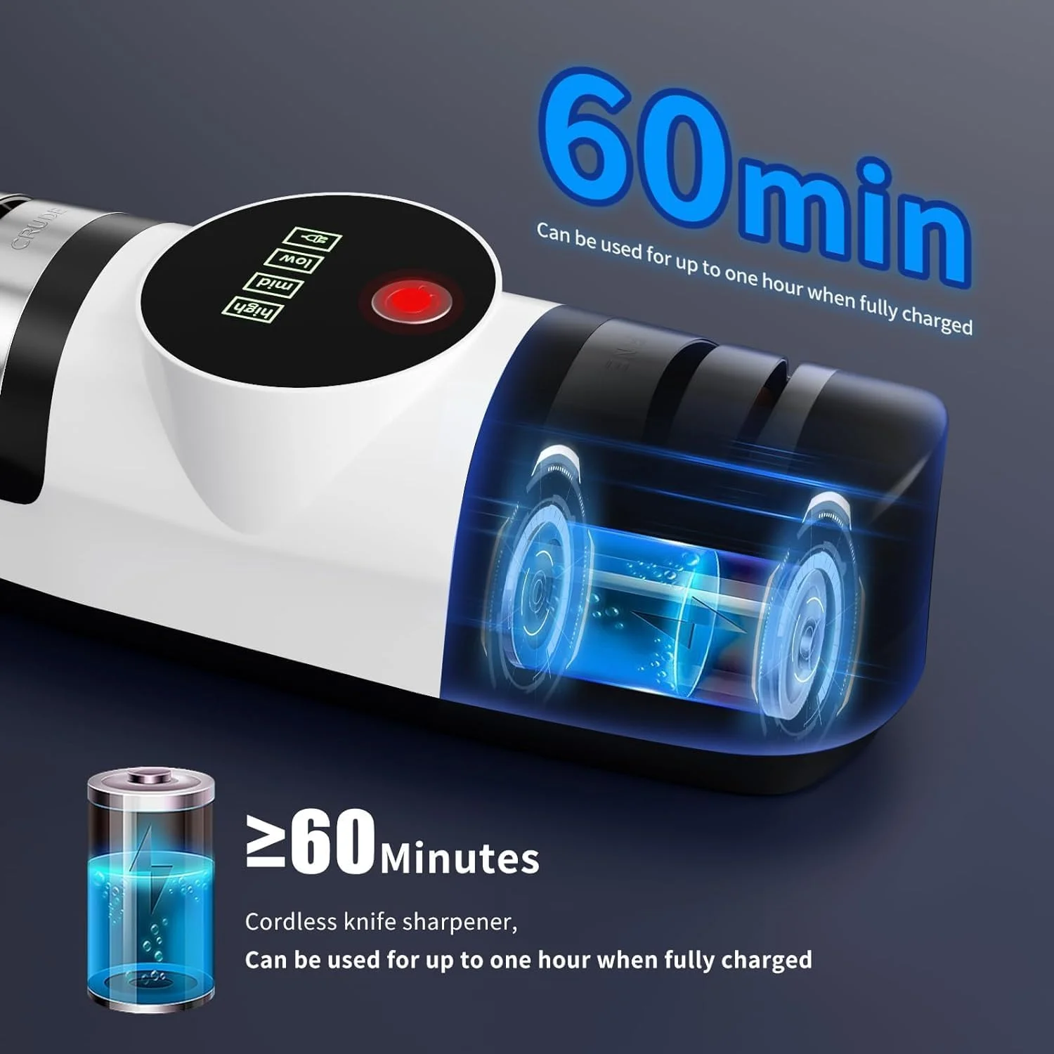 چاقو تیزکن برقی NALACAL، سیستم چاقو تیزکنی 5 در 1 با 3 تنظیم سرعت، چاقو تیزکن الماسه حرفه ای قابل شارژ با نمایشگر LED، برای تیز کردن خشن و ظریف، چاقوی صاف