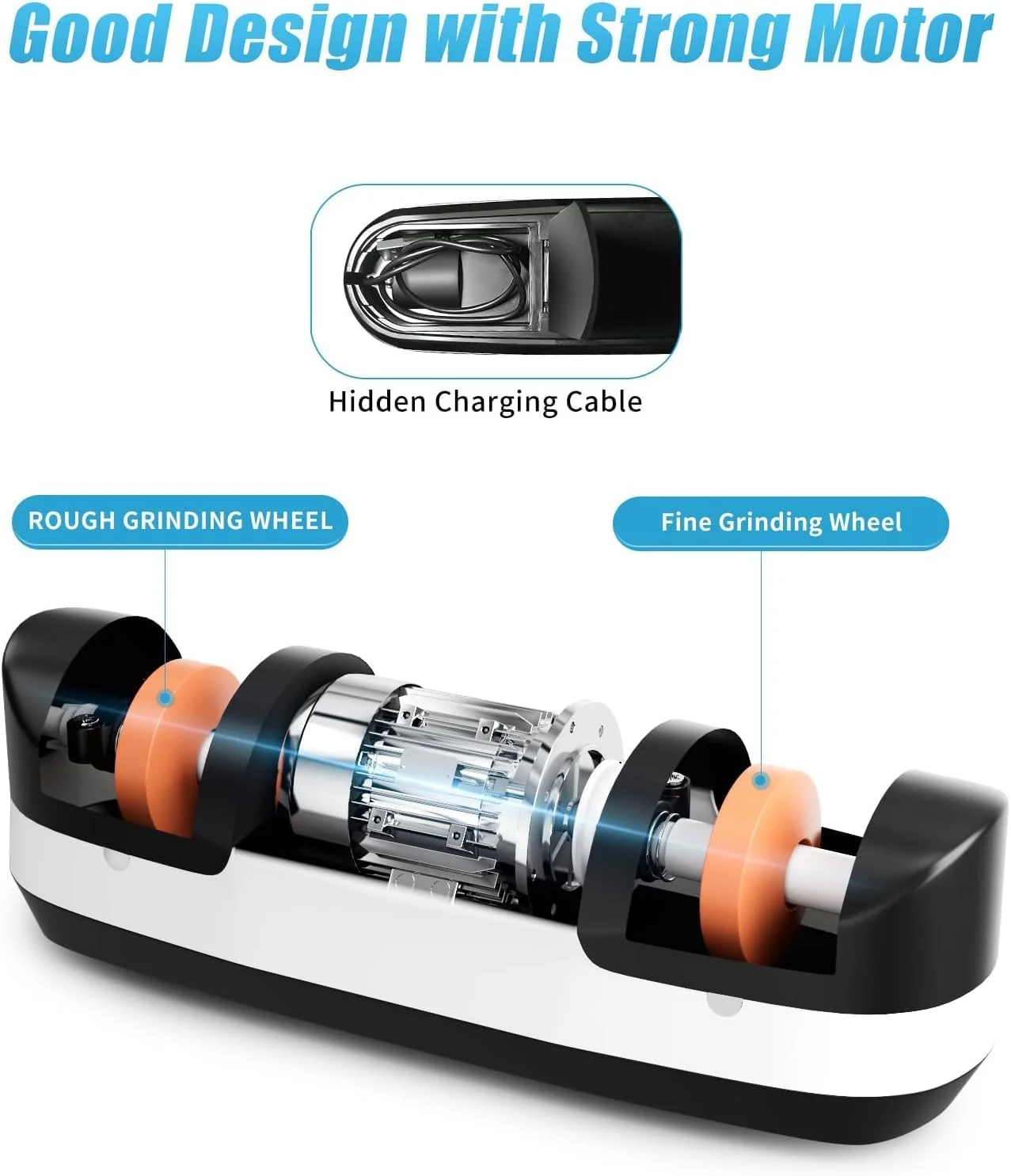 چاقو تیزکن برقی NALACAL، سیستم چاقو تیزکنی 5 در 1 با 3 تنظیم سرعت، چاقو تیزکن الماسه حرفه ای قابل شارژ با نمایشگر LED، برای تیز کردن خشن و ظریف، چاقوی صاف