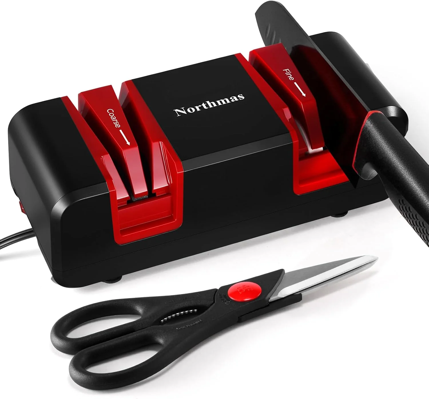 Northmas Knife Sharpener, Professional Electric Knife Sharpener for Kitchen Knives, 2-Stages for Quick Knife Sharpening & Polishing, with Scissors Sharpener Slot, Afilador de Cuchillos Electrico