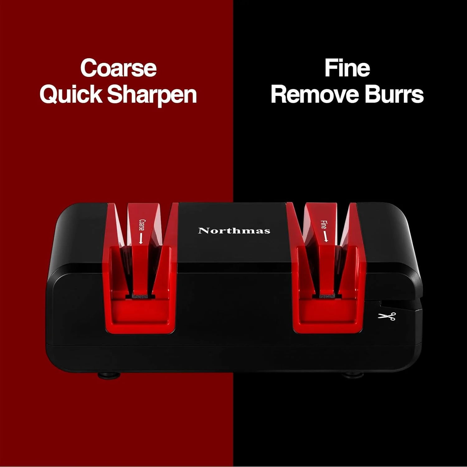 Northmas Knife Sharpener, Professional Electric Knife Sharpener for Kitchen Knives, 2-Stages for Quick Knife Sharpening & Polishing, with Scissors Sharpener Slot, Afilador de Cuchillos Electrico