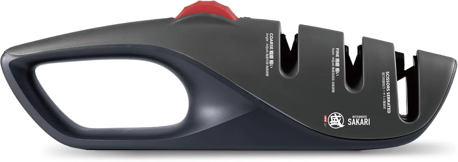 تیزکننده چاقو چند زاویه قابل تنظیم میتسوموتو ساکاری، تیزکننده چاقو حرفه ای 3 مرحله ای ژاپنی، تیزکننده چاقو چند منظوره (همچنین برای تیز کردن قیچی و چاقو اره ای)