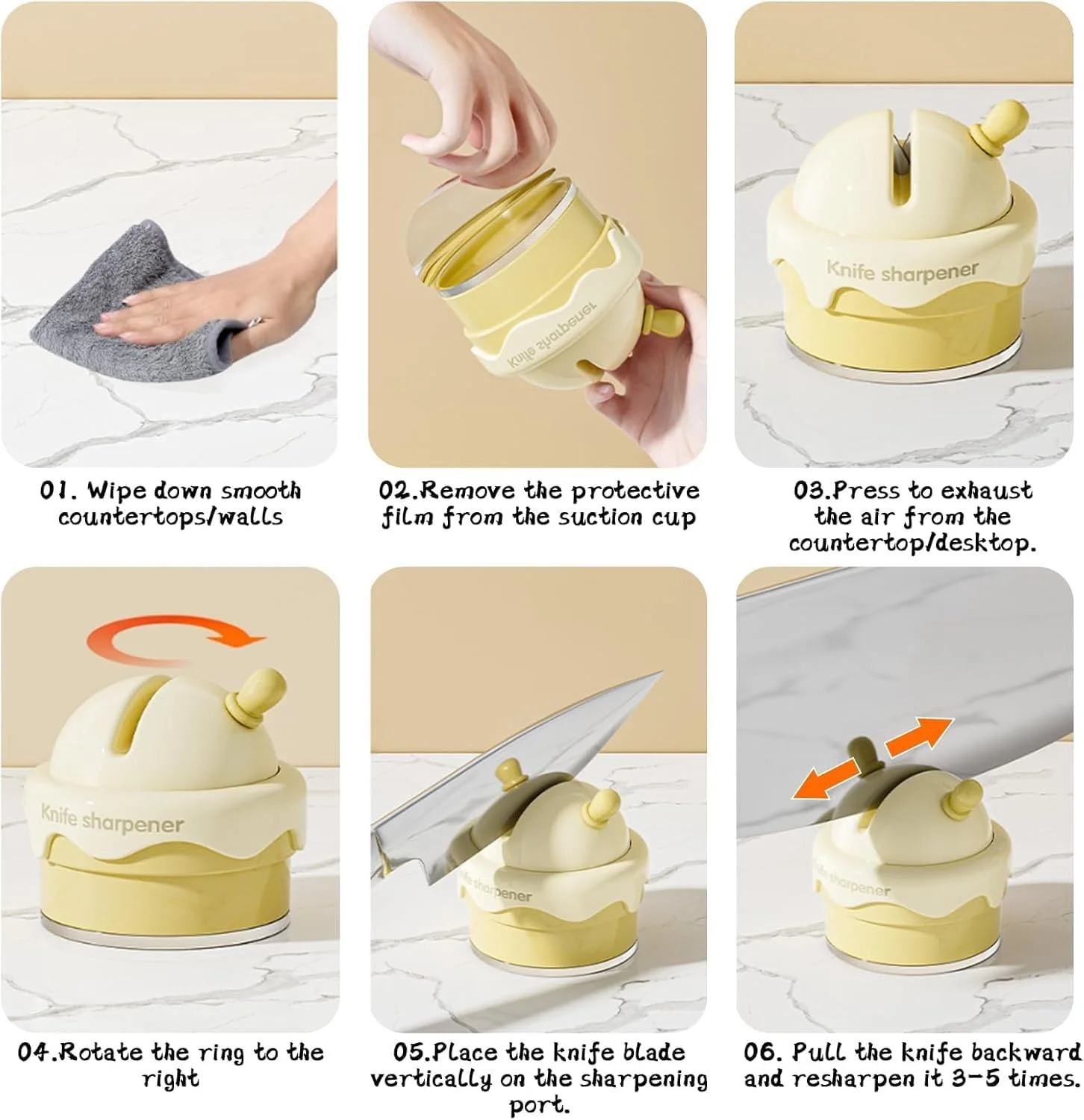 مجموعه چاقو تیزکن دستی با پایه مکنده - بسته 2 عددی چاقو تیزکن به شکل بستنی، طراحی ایمن دستی برای آشپزخانه، ابزار آسان برای استفاده جهت تیز کردن چاقو برای آشپزی خانگی (چند رنگ)