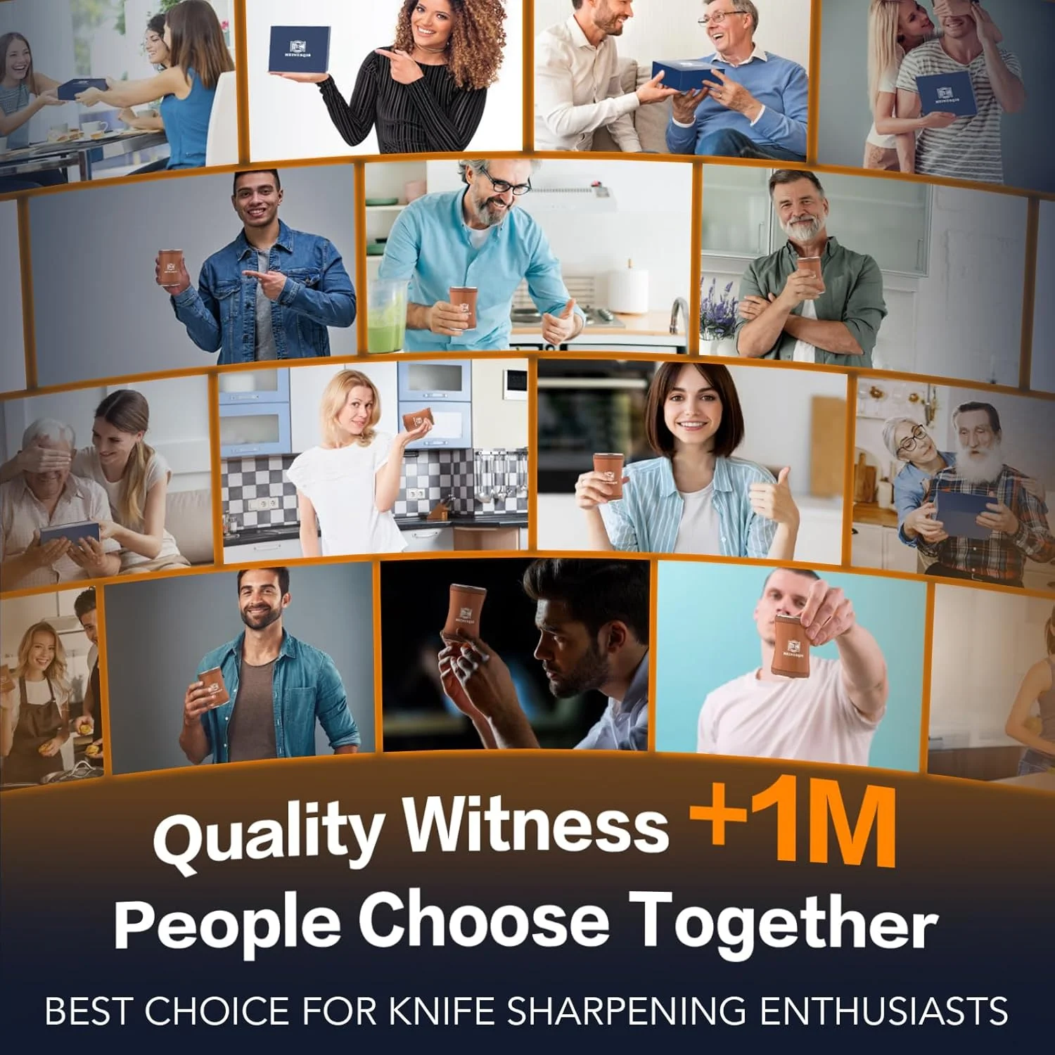 مجموعه ابزار تیزکن چاقو MEINESQIS شامل 6 قطعه، تیزکن چاقو دیسک سرامیکی الماسه با شیب مغناطیسی 15 و 20 درجه، لوازم آشپزخانه قهوه ای