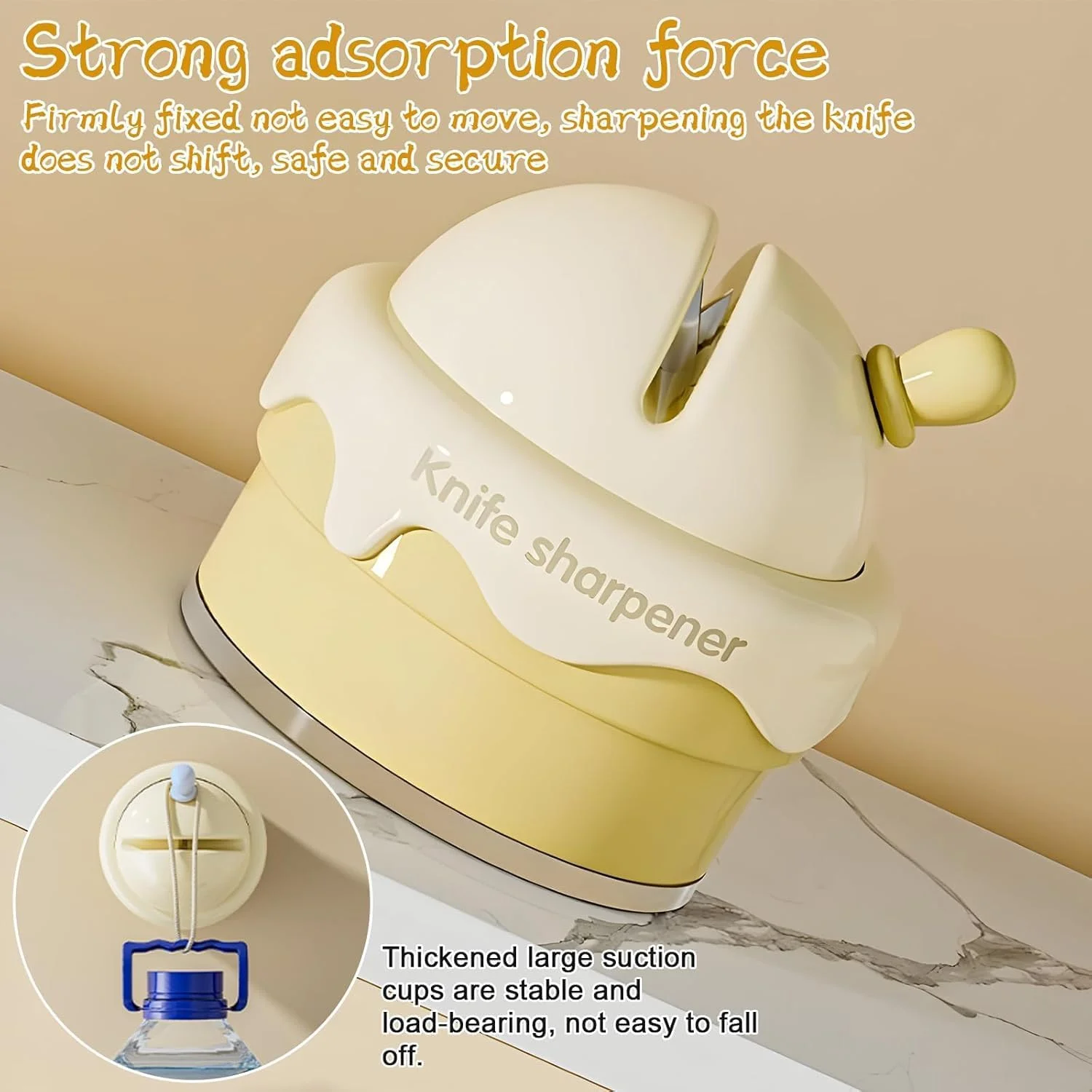 مجموعه چاقو تیزکن دستی با پایه مکنده - بسته 2 عددی چاقو تیزکن به شکل بستنی، طراحی ایمن دستی برای آشپزخانه، ابزار آسان برای استفاده جهت تیز کردن چاقو برای آشپزی خانگی (چند رنگ)