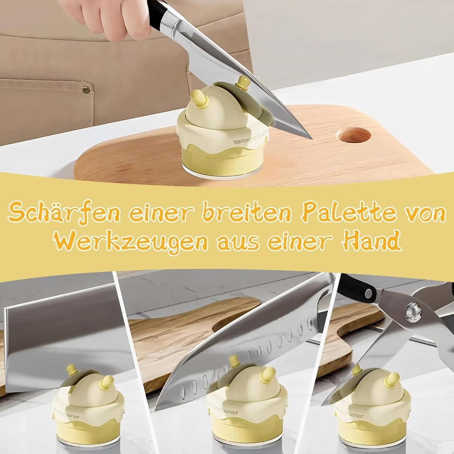 مجموعه چاقو تیزکن دستی با پایه مکنده - بسته 2 عددی چاقو تیزکن به شکل بستنی، طراحی ایمن دستی برای آشپزخانه، ابزار آسان برای استفاده جهت تیز کردن چاقو برای آشپزی خانگی (چند رنگ)