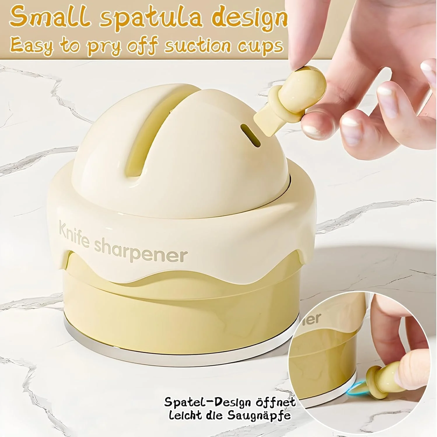 مجموعه چاقو تیزکن دستی با پایه مکنده - بسته 2 عددی چاقو تیزکن به شکل بستنی، طراحی ایمن دستی برای آشپزخانه، ابزار آسان برای استفاده جهت تیز کردن چاقو برای آشپزی خانگی (چند رنگ)