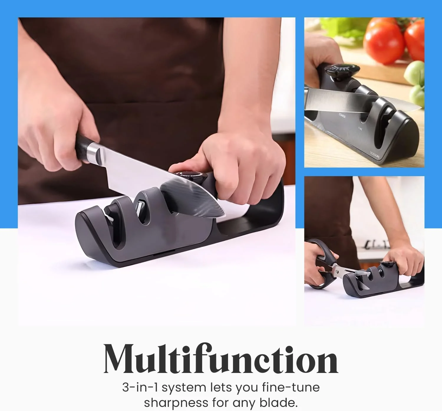 چاقو تیزکن مرزیل 3 در 1 با زاویه قابل تنظیم - دسته ارگونومیک، پایه ضد لغزش، فولاد تنگستن فوق سخت برای تیز کردن خشن، میله های سرامیکی برای صیقل دادن ظریف - چاقوهای آشپزخانه و قیچی را تیز می کند چاقو تیزکن مرزیل 3 در 1 با زاویه قابل تنظیم - دسته ارگونومیک، پایه ضد لغزش، فولاد تنگستن فوق سخت برای تیز کردن خشن، میله های سرامیکی برای صیقل دادن ظریف - چاقوهای آشپزخانه و قیچی را تیز می کند