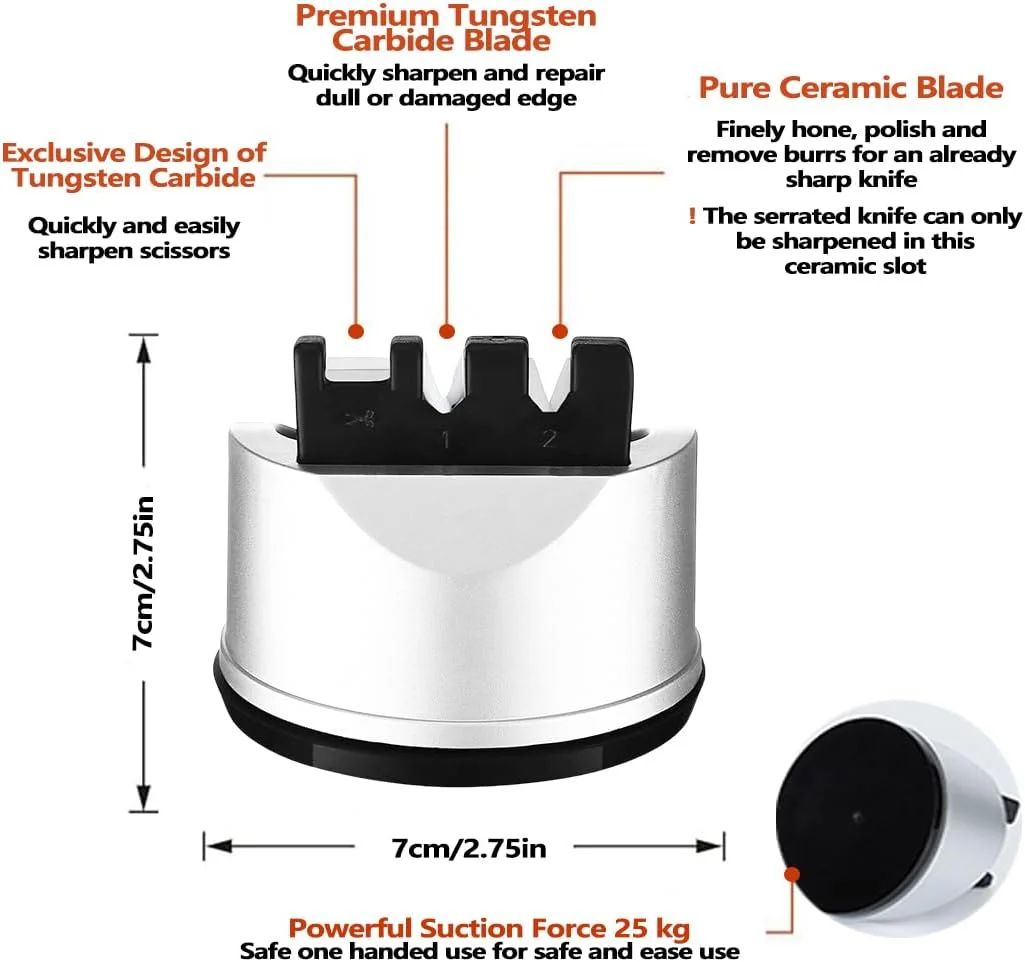 چاقو تیزکن جیبی آشپزخانه LENND برای چاقوهای صاف و دندانه دار، ابزار 3 مرحله ای تیز کردن چاقو به ترمیم و احیای تیغه ها کمک می کند