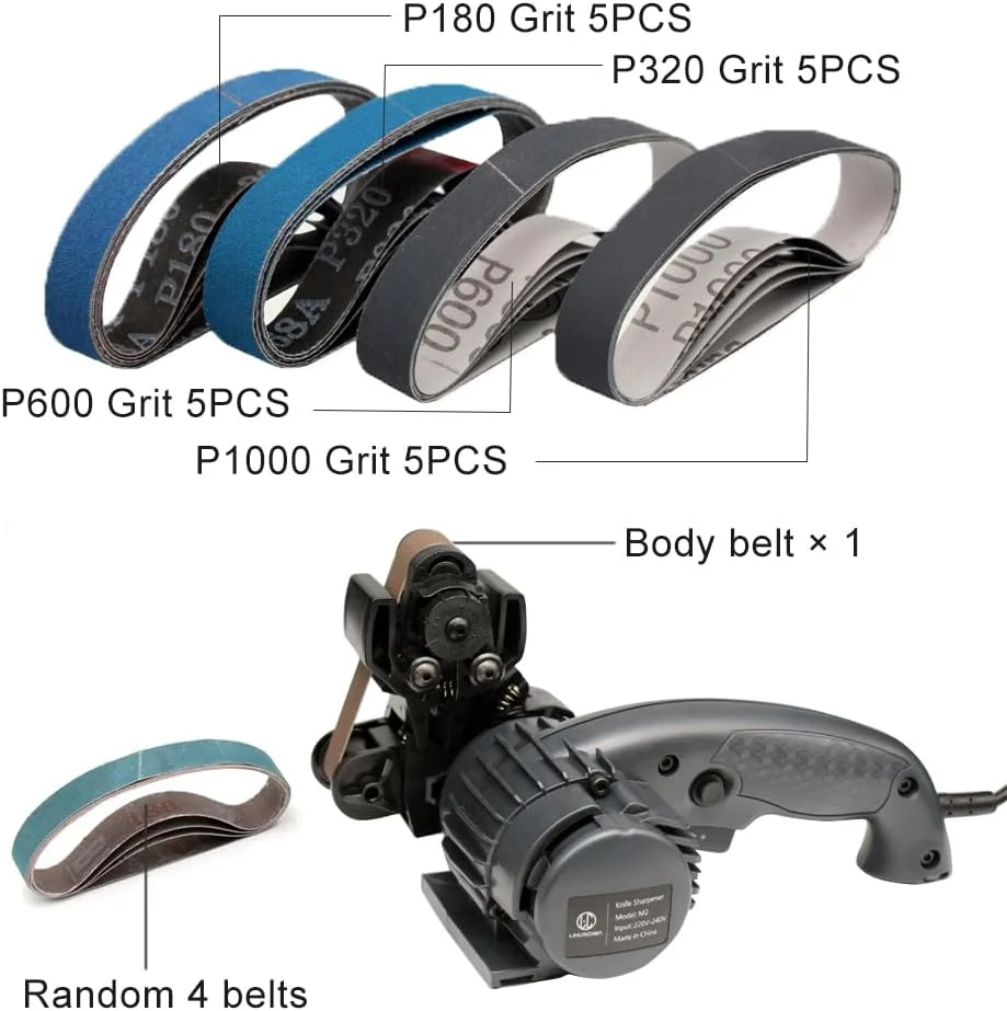 چاقو تیزکن برقی LIHUACHEN M2، چاقو تیزکن حرفه ای، چاقو تیزکن سنگی، ابزار چاقو تیزکن فولادی تنگستن (دوشاخه UK) مشکی