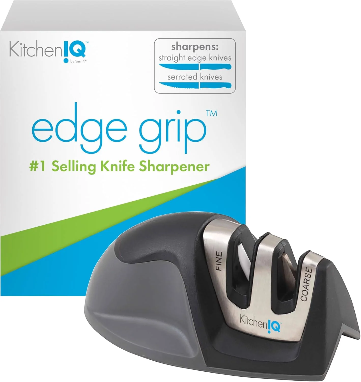 چاقو تیز کن دو مرحله ای KitchenIQ 50009 Edge Grip، مشکی