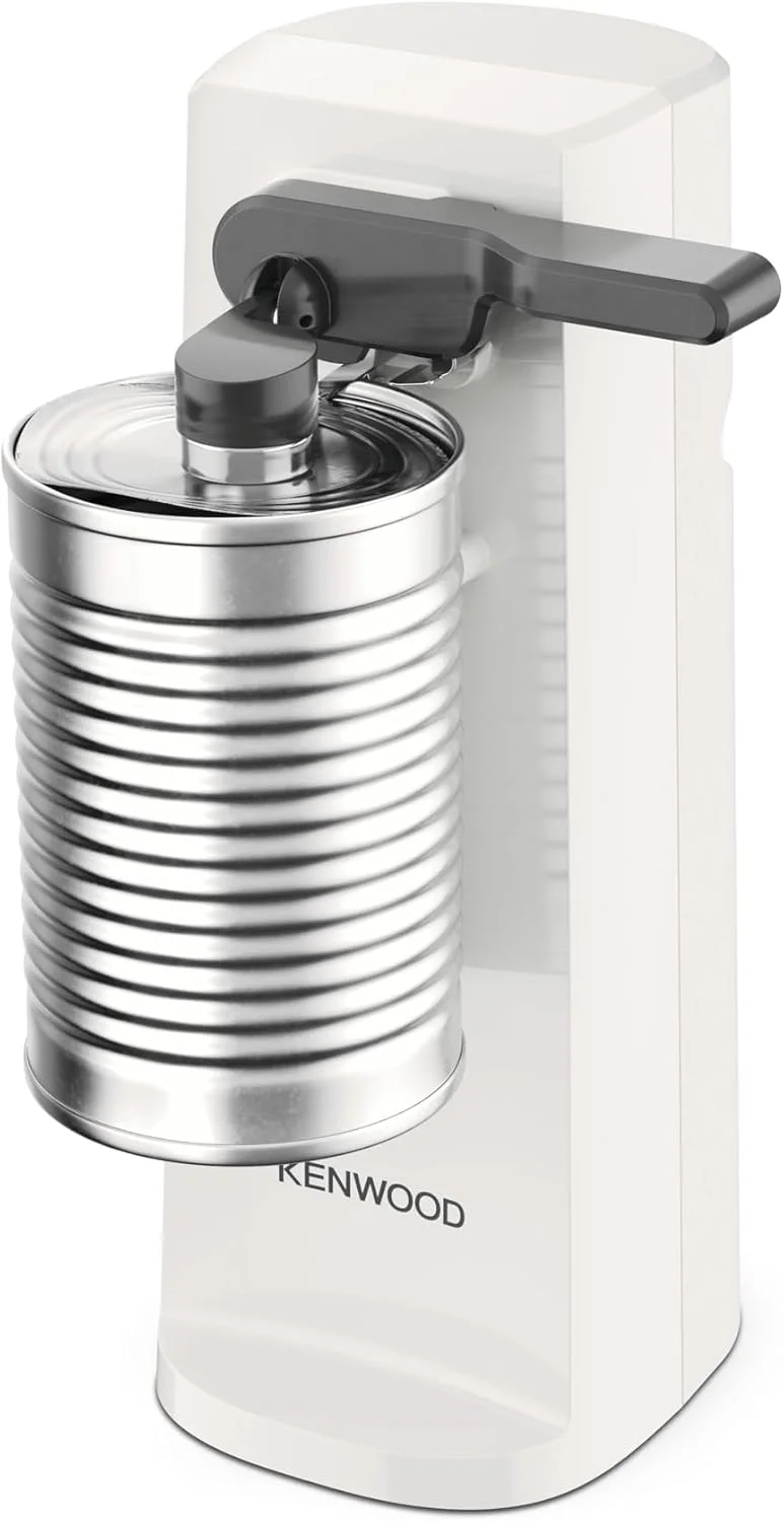 کنسرو بازکن برقی کنوود مدل CAP80.000WH، دستیار آشپزخانه چند منظوره 3 در 1 با تیزکن چاقوی یکپارچه، کنسرو بازکن و درب بازکن بطری، با سیم جمع کن، سفید