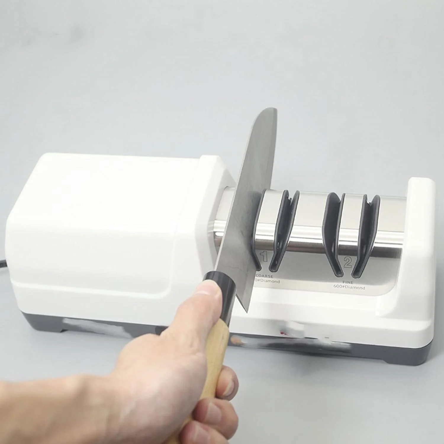 سنگ تیزکن حرفه ای چاقو برقی HFNGNGG، دارای درجه زبری برای سنگ زنی خشن، سنگ زنی ظریف و پولیش