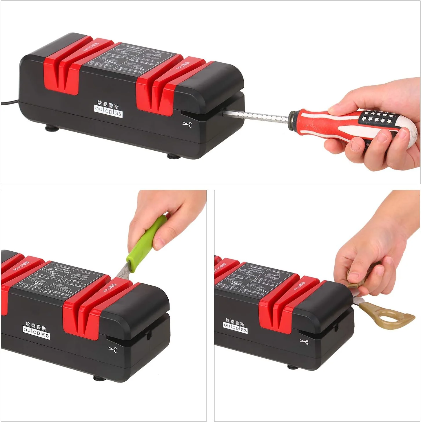 چاقو تیزکن برقی حرفه ای GoolRC، تیزکن خودکار چند منظوره با شیب 15 درجه، شیارهای درشت و ظریف برای چاقوهای صاف و دندانه دار، قیچی، آسیاب کننده برش آشپزخانه با 3 عدد چاقو تیزکن برقی حرفه ای GoolRC، تیزکن خودکار چند منظوره با شیب 15 درجه، شیارهای درشت و ظریف برای چاقوهای صاف و دندانه دار، قیچی، آسیاب کننده برش آشپزخانه با 3 عدد