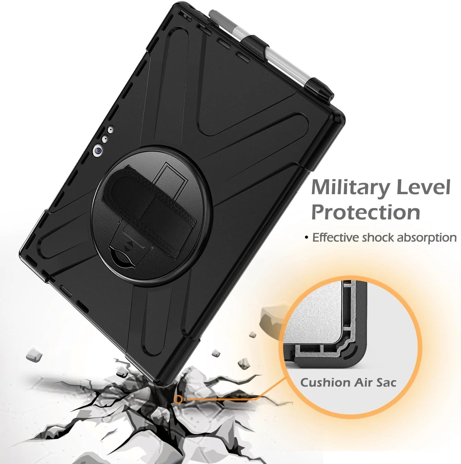 کیف تبلت مقاوم السفر سازگار با Microsoft Surface Pro 7/Pro 6/Pro 5/Pro 4/Pro 7+، کیف بادوام و مقاوم در برابر ضربه برای محافظت در برابر افتادن با نگهدارنده قلم، پوشش محافظ بند شانه برای کودکان و پوشش سیلیکونی کیف تبلت مقاوم السفر سازگار با Microsoft Surface Pro 7/Pro 6/Pro 5/Pro 4/Pro 7+، کیف بادوام و مقاوم در برابر ضربه برای محافظت در برابر افتادن با نگهدارنده قلم، پوشش محافظ بند شانه برای کودکان و پوشش سیلیکونی