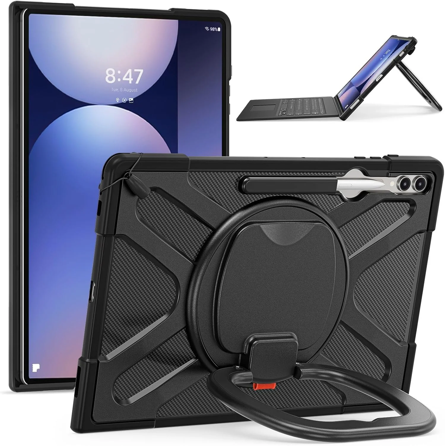 for Samsung Galaxy Tab S10 Ultra 14.6 inch 2024 SM-X920 Case with Rotating Stand for Type Cover Keyboard with Kickstand, Shockproof Rugged Protective Case