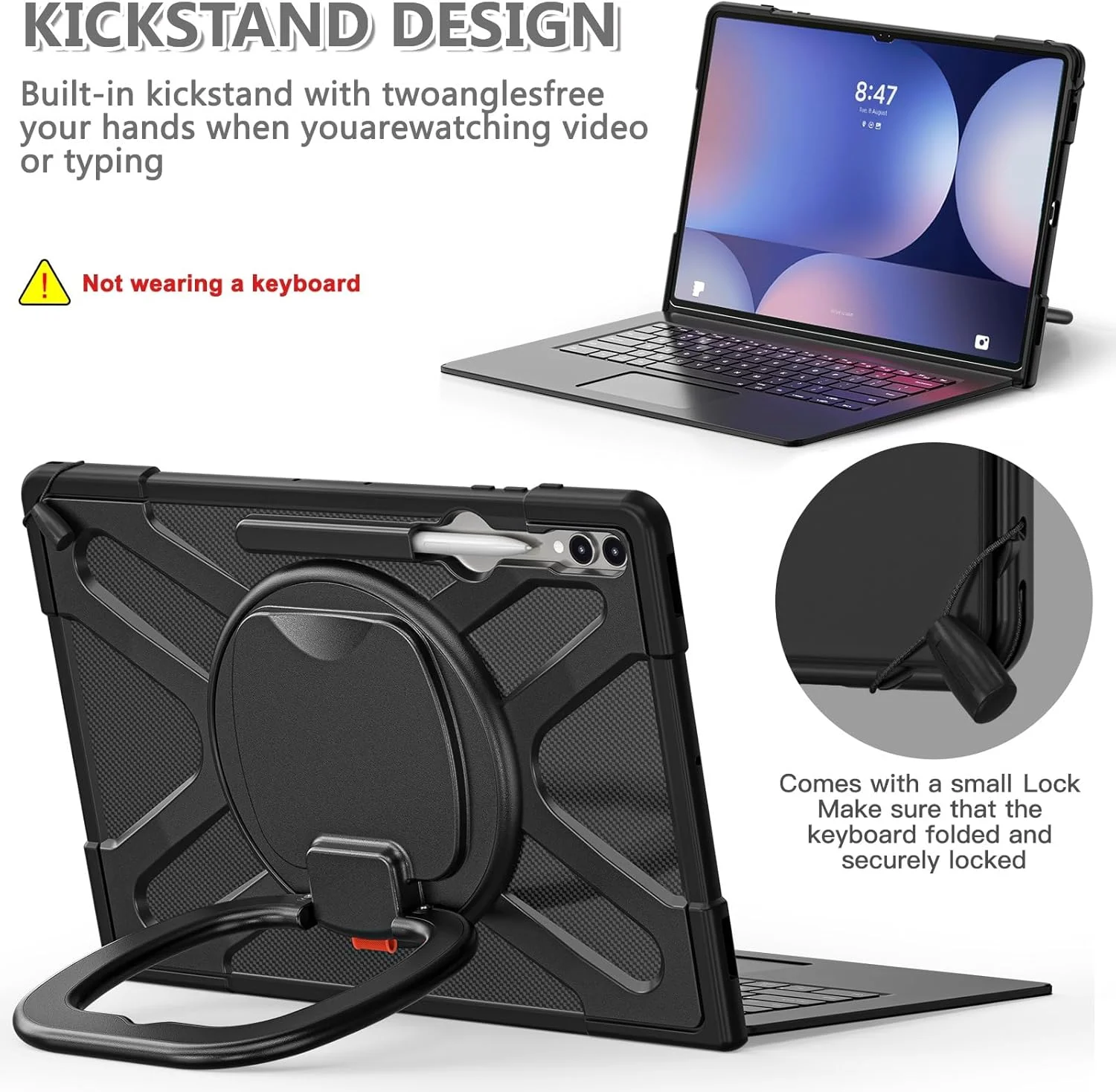 for Samsung Galaxy Tab S10 Ultra 14.6 inch 2024 SM-X920 Case with Rotating Stand for Type Cover Keyboard with Kickstand, Shockproof Rugged Protective Case for Samsung Galaxy Tab S10 Ultra 14.6 inch 2024 SM-X920 Case with Rotating Stand for Type Cover Keyboard with Kickstand, Shockproof Rugged Protective Case