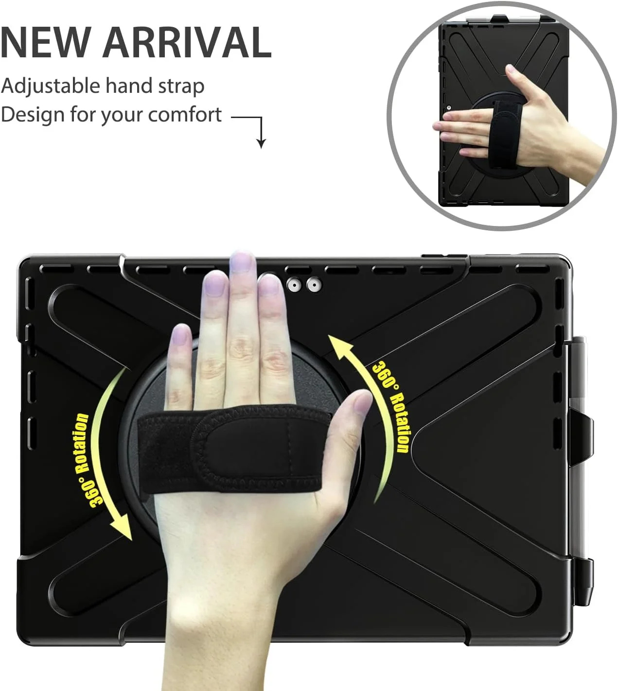 کیف تبلت مقاوم السفر سازگار با Microsoft Surface Pro 7/Pro 6/Pro 5/Pro 4/Pro 7+، کیف بادوام و مقاوم در برابر ضربه برای محافظت در برابر افتادن با نگهدارنده قلم، پوشش محافظ بند شانه برای کودکان و پوشش سیلیکونی کیف تبلت مقاوم السفر سازگار با Microsoft Surface Pro 7/Pro 6/Pro 5/Pro 4/Pro 7+، کیف بادوام و مقاوم در برابر ضربه برای محافظت در برابر افتادن با نگهدارنده قلم، پوشش محافظ بند شانه برای کودکان و پوشش سیلیکونی