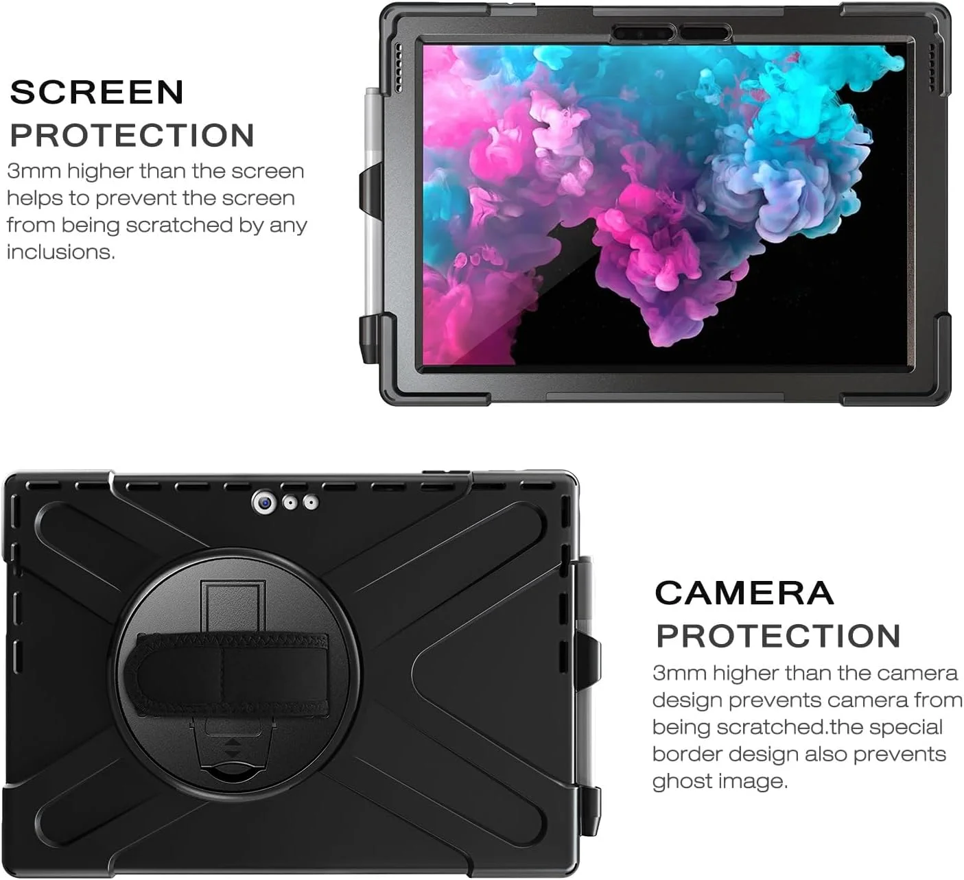 کیف تبلت مقاوم السفر سازگار با Microsoft Surface Pro 7/Pro 6/Pro 5/Pro 4/Pro 7+، کیف بادوام و مقاوم در برابر ضربه برای محافظت در برابر افتادن با نگهدارنده قلم، پوشش محافظ بند شانه برای کودکان و پوشش سیلیکونی کیف تبلت مقاوم السفر سازگار با Microsoft Surface Pro 7/Pro 6/Pro 5/Pro 4/Pro 7+، کیف بادوام و مقاوم در برابر ضربه برای محافظت در برابر افتادن با نگهدارنده قلم، پوشش محافظ بند شانه برای کودکان و پوشش سیلیکونی