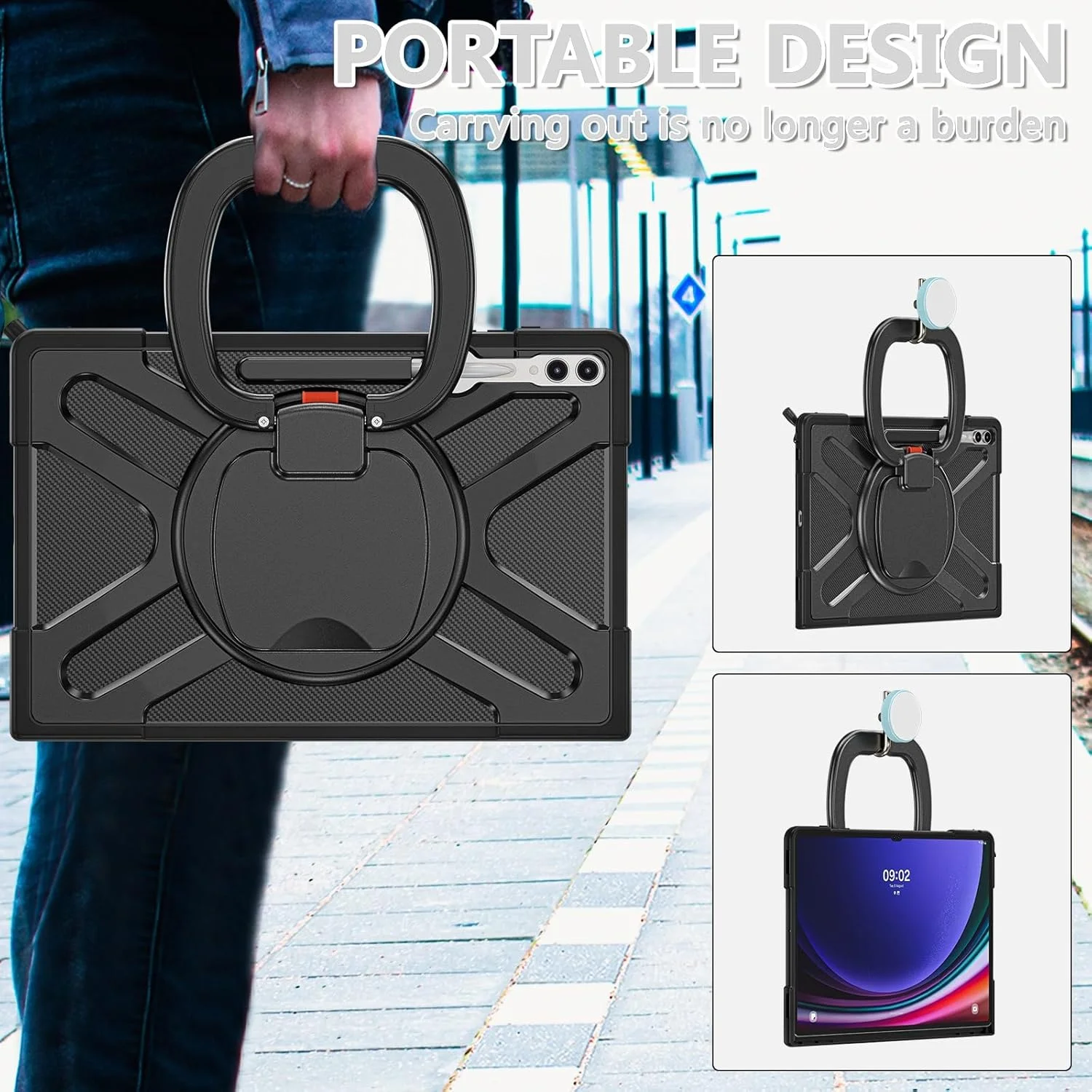 Shockproof Case Compatible with Samsung Galaxy Tab S8 Ultra 14.6 Inch 2022 X900/X906, Rugged Protective Cover with Kickstand, Pencil Holder & Handle Stand