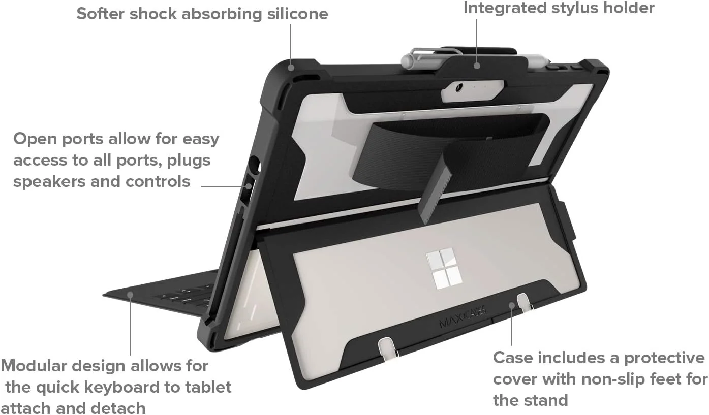 محافظ سخت MAXCases Extreme Shell برای Microsoft Surface Go 1 & 2 10 اینچی (مشکی) (V2)