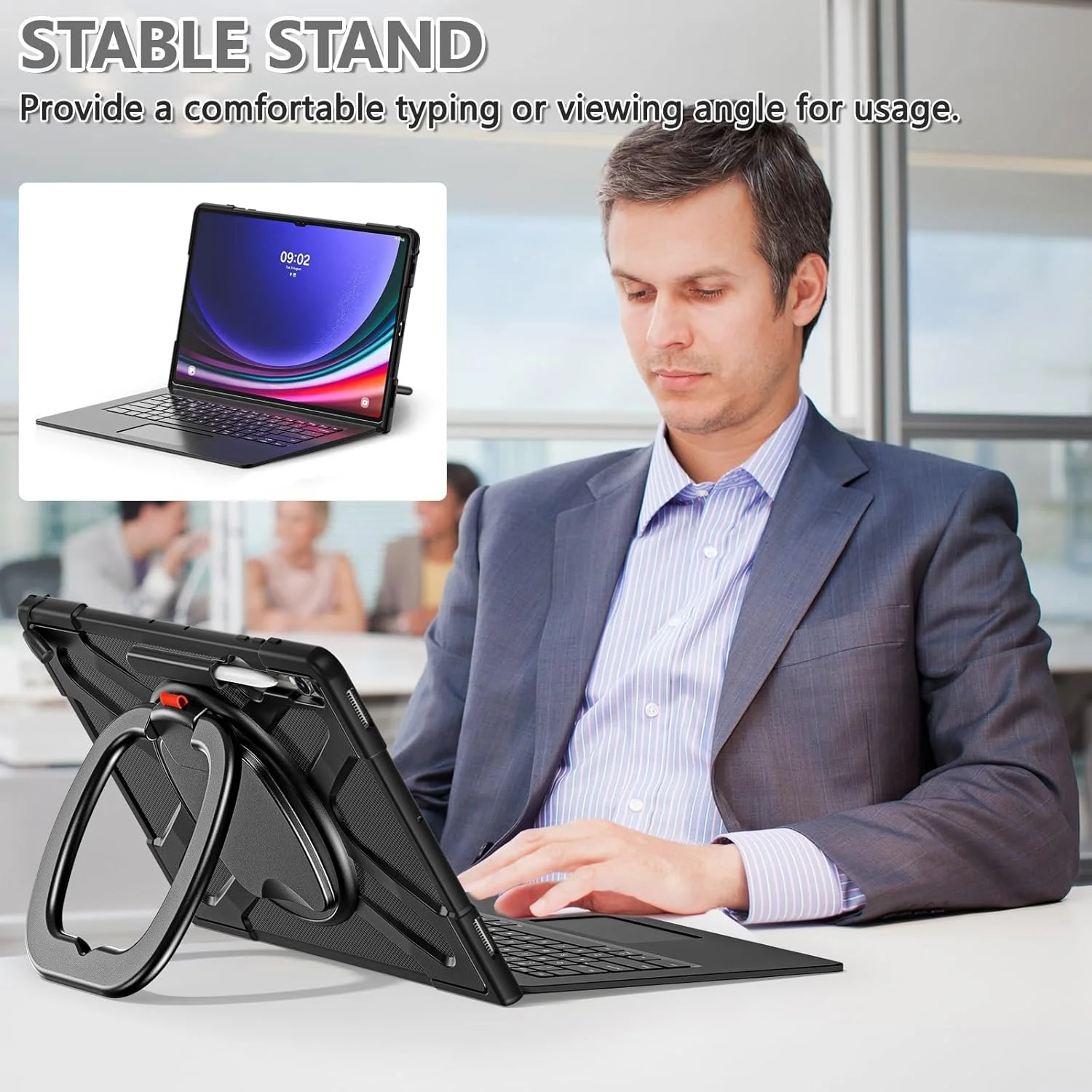 کاور ضد ضربه سازگار با تبلت سامسونگ گلکسی تب S10 Ultra 2024 مدل X920، محافظ محکم با پایه، نگهدارنده قلم و دستگیره کاور ضد ضربه سازگار با تبلت سامسونگ گلکسی تب S10 Ultra 2024 مدل X920، محافظ محکم با پایه، نگهدارنده قلم و دستگیره