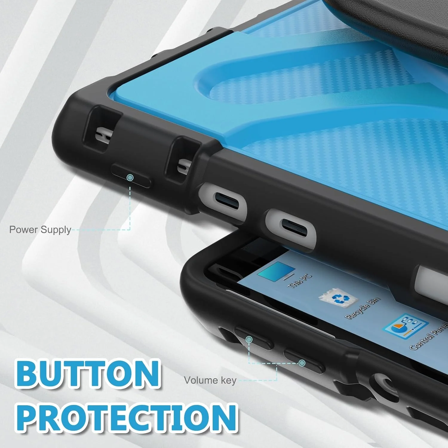 کیف تبلت مقاوم در برابر ضربه مناسب برای Microsoft Surface Pro 8 سایز 13 اینچ - قاب محافظ بادوام با پایه، دسته و پوشش ضد ضربه (آبی) کیف تبلت مقاوم در برابر ضربه مناسب برای Microsoft Surface Pro 8 سایز 13 اینچ - قاب محافظ بادوام با پایه، دسته و پوشش ضد ضربه (آبی)