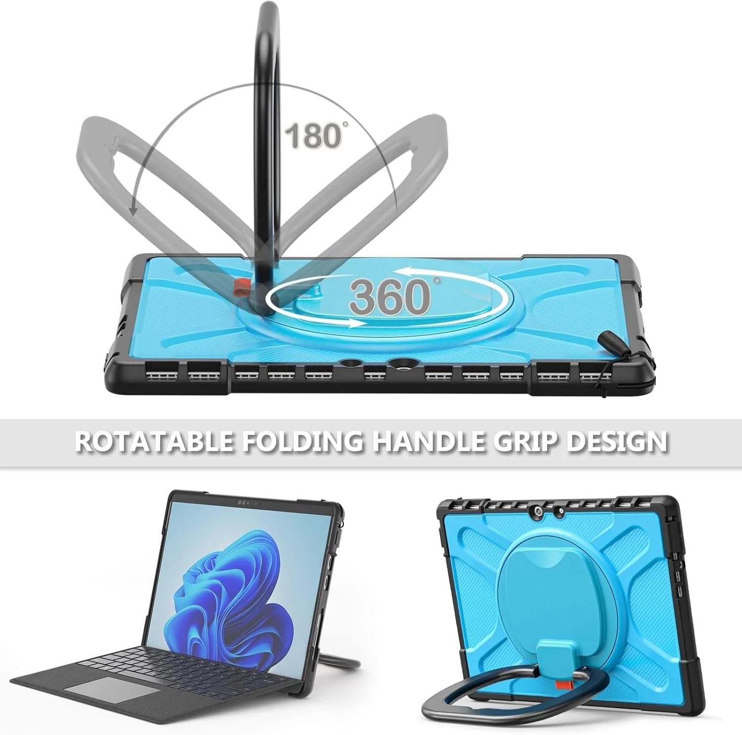 کیف تبلت مقاوم در برابر ضربه مناسب برای Microsoft Surface Pro 8 سایز 13 اینچ - قاب محافظ بادوام با پایه، دسته و پوشش ضد ضربه (آبی) کیف تبلت مقاوم در برابر ضربه مناسب برای Microsoft Surface Pro 8 سایز 13 اینچ - قاب محافظ بادوام با پایه، دسته و پوشش ضد ضربه (آبی)