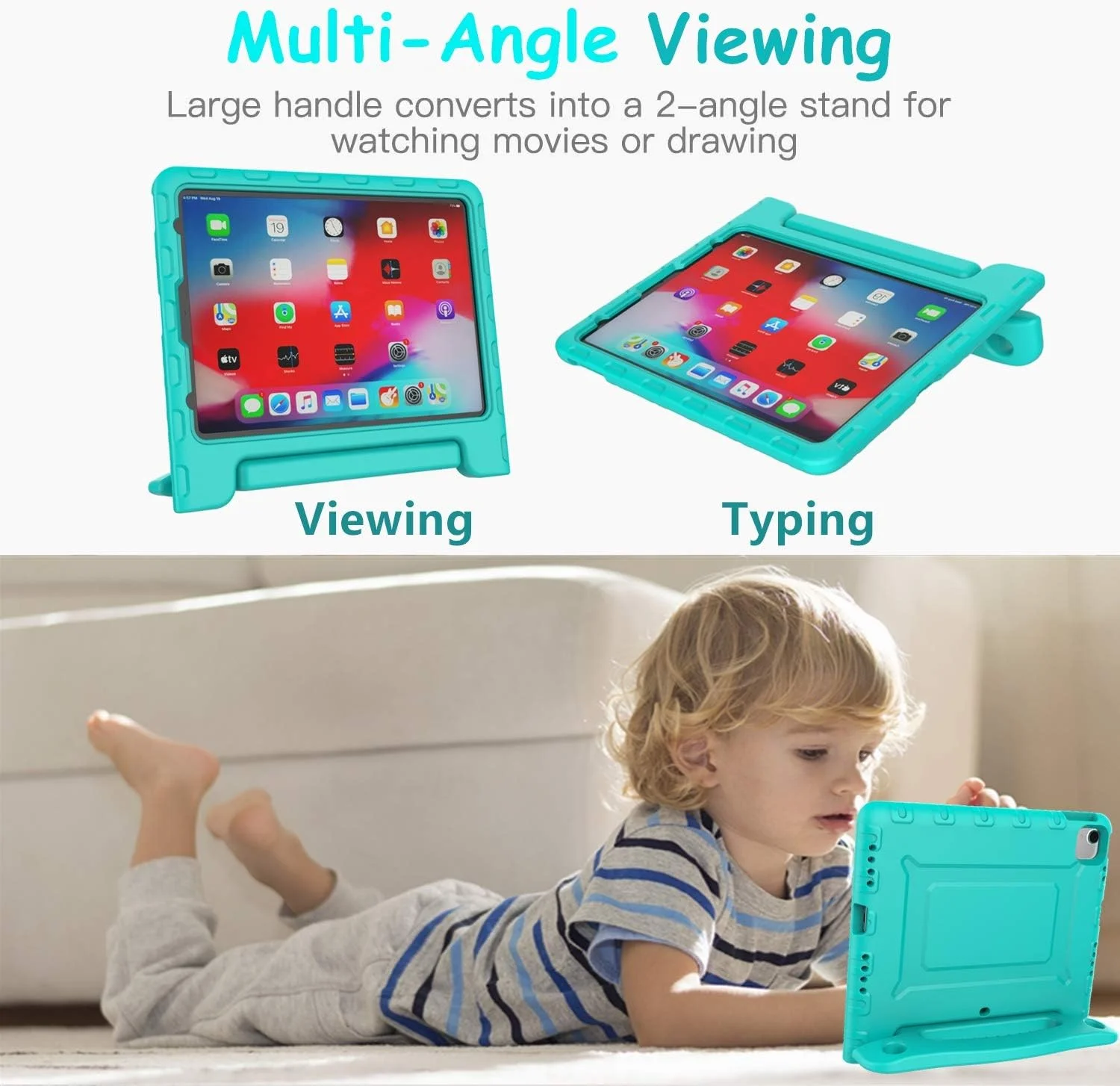 کیف محافظ کودکانه A ADENK مناسب برای آیپد ایر 4 نسل 10.9 اینچی (2020) / آیپد پرو 11 اینچی (2020 و 2018)، سبک وزن، ضد ضربه، با قابلیت تبدیل شدن به استند دسته دار و پوشش تبلت (فیروزه ای) کیف محافظ کودکانه A ADENK مناسب برای آیپد ایر 4 نسل 10.9 اینچی (2020) / آیپد پرو 11 اینچی (2020 و 2018)، سبک وزن، ضد ضربه، با قابلیت تبدیل شدن به استند دسته دار و پوشش تبلت (فیروزه ای)