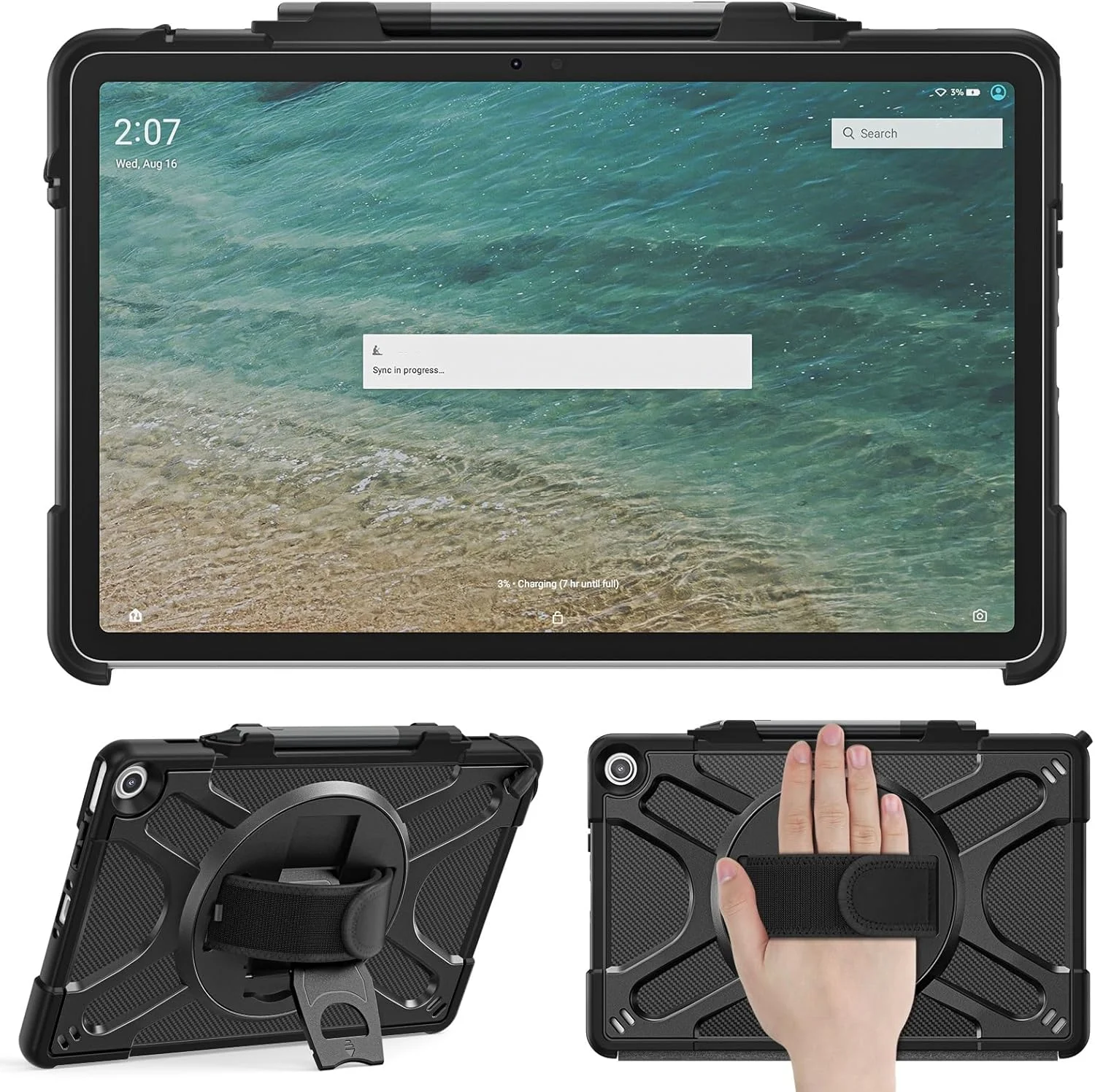 کاور تبلت سازگار با آمازون کیندل فایر مکس 11 نسل سیزدهم 2023 - کاور محافظ محکم با پایه چرخان، بند شانه، دسته، ضربه گیر ضد ضربه کاور تبلت سازگار با آمازون کیندل فایر مکس 11 نسل سیزدهم 2023 - کاور محافظ محکم با پایه چرخان، بند شانه، دسته، ضربه گیر ضد ضربه