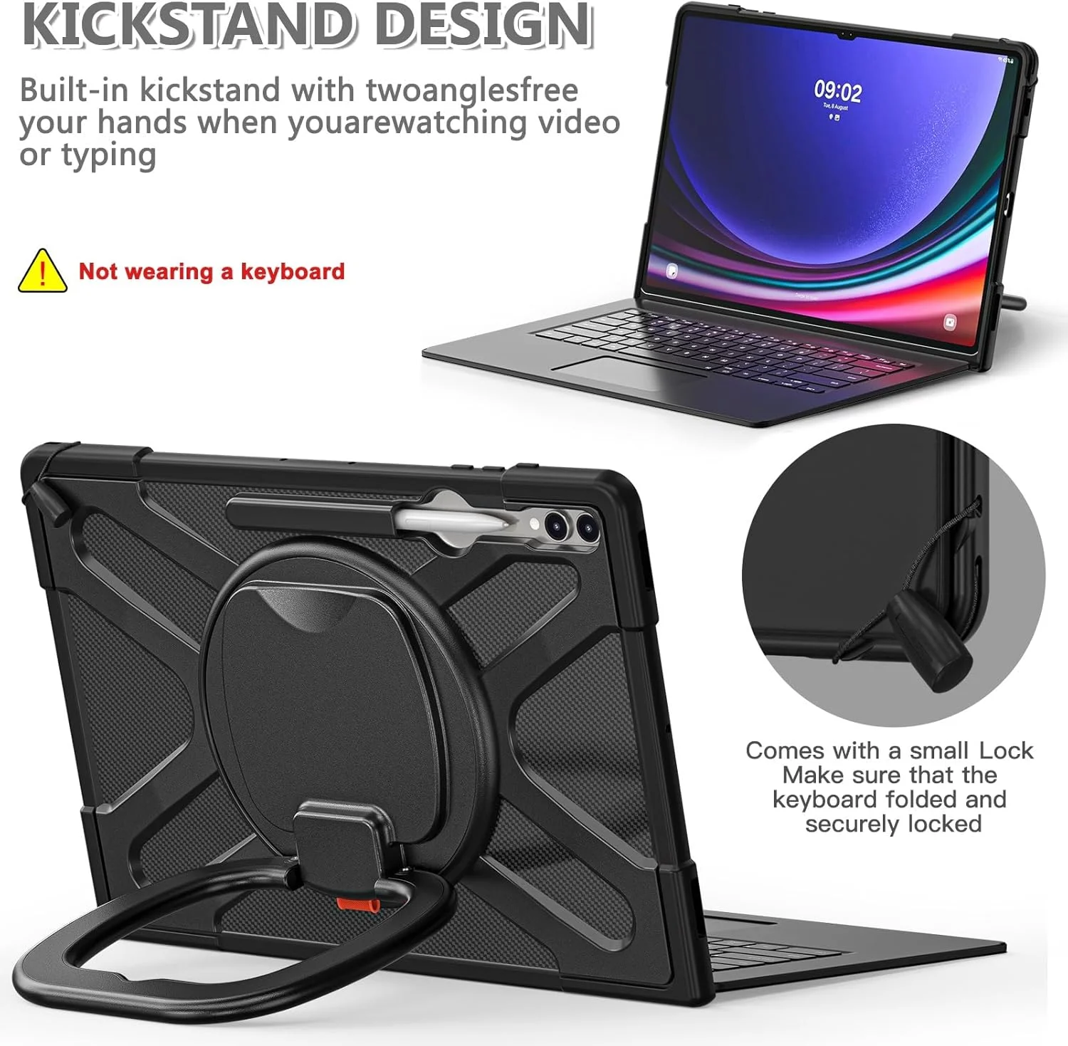 کاور تبلت ضد ضربه سازگار با تبلت سامسونگ گلکسی تب S8 Ultra 14.6 اینچ 2022 X900/X906، قاب محافظ ناهموار با پایه، جای مداد، دسته و محافظ سپر، مناسب برای خانه کاور تبلت ضد ضربه سازگار با تبلت سامسونگ گلکسی تب S8 Ultra 14.6 اینچ 2022 X900/X906، قاب محافظ ناهموار با پایه، جای مداد، دسته و محافظ سپر، مناسب برای خانه