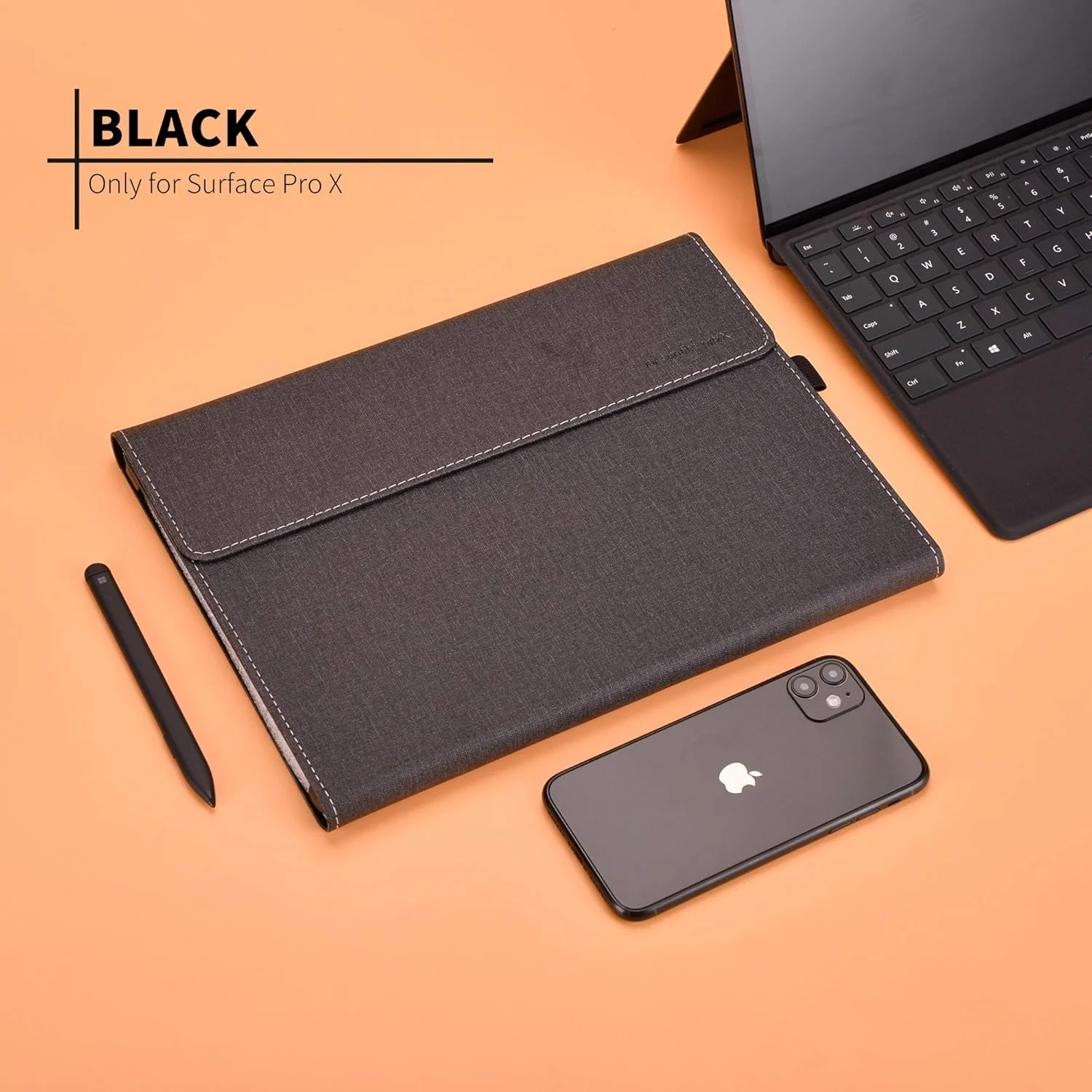 کیف محافظ فوروبار سرفیس پرو ایکس - مناسب برای کیبورد و پایه، روکش چرمی PU با کیفیت عالی و قابلیت تنظیم زاویه دید چندگانه برای سرفیس پرو ایکس 2019/2020 (مخصوص سرفیس پرو ایکس، مشکی) کیف محافظ فوروبار سرفیس پرو ایکس - مناسب برای کیبورد و پایه، روکش چرمی PU با کیفیت عالی و قابلیت تنظیم زاویه دید چندگانه برای سرفیس پرو ایکس 2019/2020 (مخصوص سرفیس پرو ایکس، مشکی)
