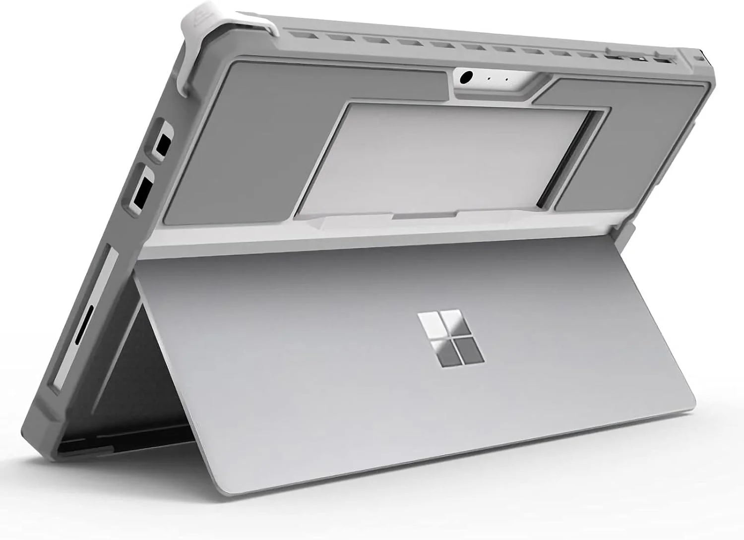 کیف محافظ ZTJ-Lighting برای مایکروسافت Surface Pro 7 Plus/Pro 7/Pro 6/Pro 5/Pro 2017/Pro 4/Pro LTE، کاور محافظ مقاوم با نگهدارنده قلم، بند دستی، سازگار با کیبورد Type Cover، خاکستری