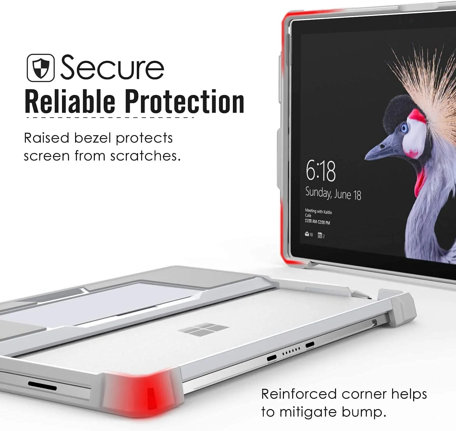 کیف محافظ ZTJ-Lighting برای مایکروسافت Surface Pro 7 Plus/Pro 7/Pro 6/Pro 5/Pro 2017/Pro 4/Pro LTE، کاور محافظ مقاوم با نگهدارنده قلم، بند دستی، سازگار با کیبورد Type Cover، خاکستری