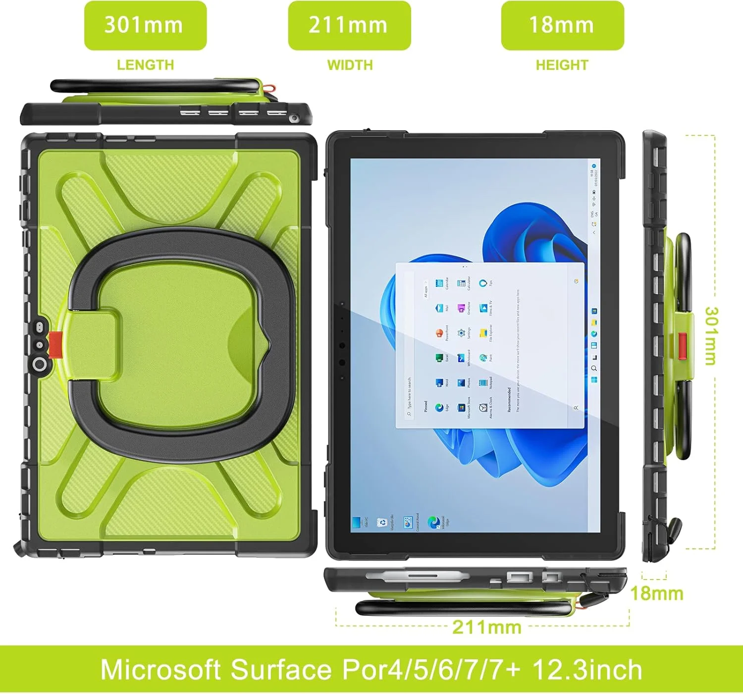 کیف ZXHYliang برای مایکروسافت Surface Pro 7 / Pro 6 / Pro 5 / Pro 4: با پایه نگهدارنده مقاوم در برابر ضربه، سازگار با کیبورد Type Cover. (زرد سبز) کیف ZXHYliang برای مایکروسافت Surface Pro 7 / Pro 6 / Pro 5 / Pro 4: با پایه نگهدارنده مقاوم در برابر ضربه، سازگار با کیبورد Type Cover. (زرد سبز)