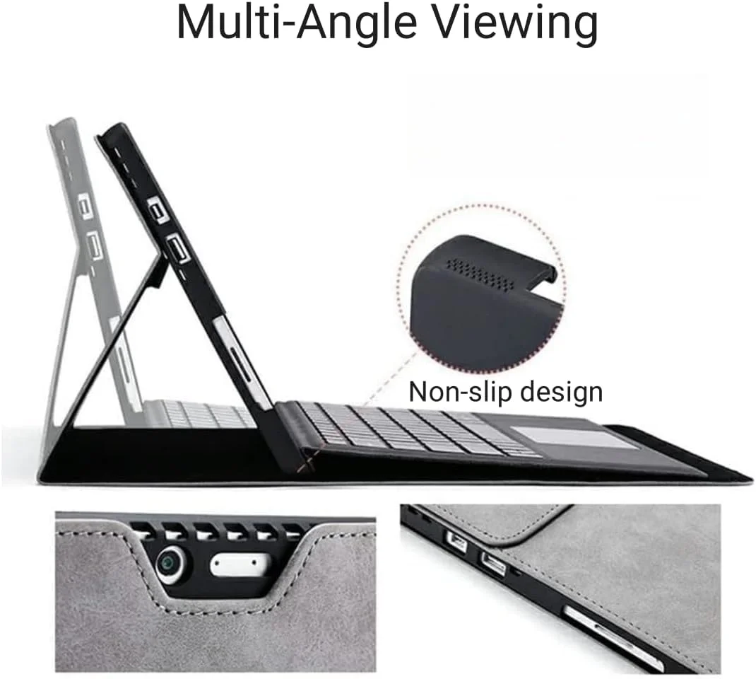 کاور محافظ تبلت سرفیس پرو ۱۲ اینچ ۲۰۲۵، کاور باریک تجاری چند زاویه ای با نگهدارنده قلم، قابلیت خواب/بیدار شدن خودکار، سازگار با کیبورد تایپ کاور (خاکستری، سرفیس پرو ۱۲) کاور محافظ تبلت سرفیس پرو ۱۲ اینچ ۲۰۲۵، کاور باریک تجاری چند زاویه ای با نگهدارنده قلم، قابلیت خواب/بیدار شدن خودکار، سازگار با کیبورد تایپ کاور (خاکستری، سرفیس پرو ۱۲)